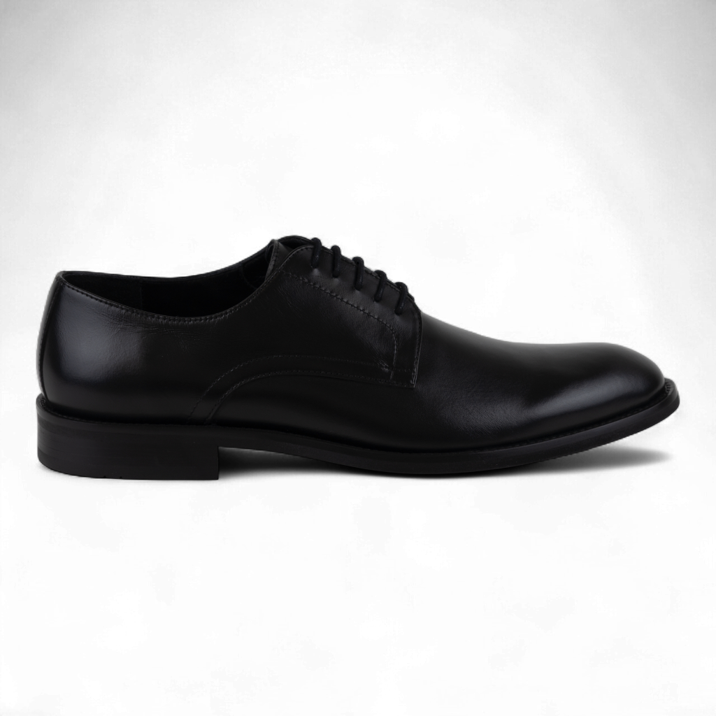 Men's Classic Leather Lace Up Dress Shoes in All Black