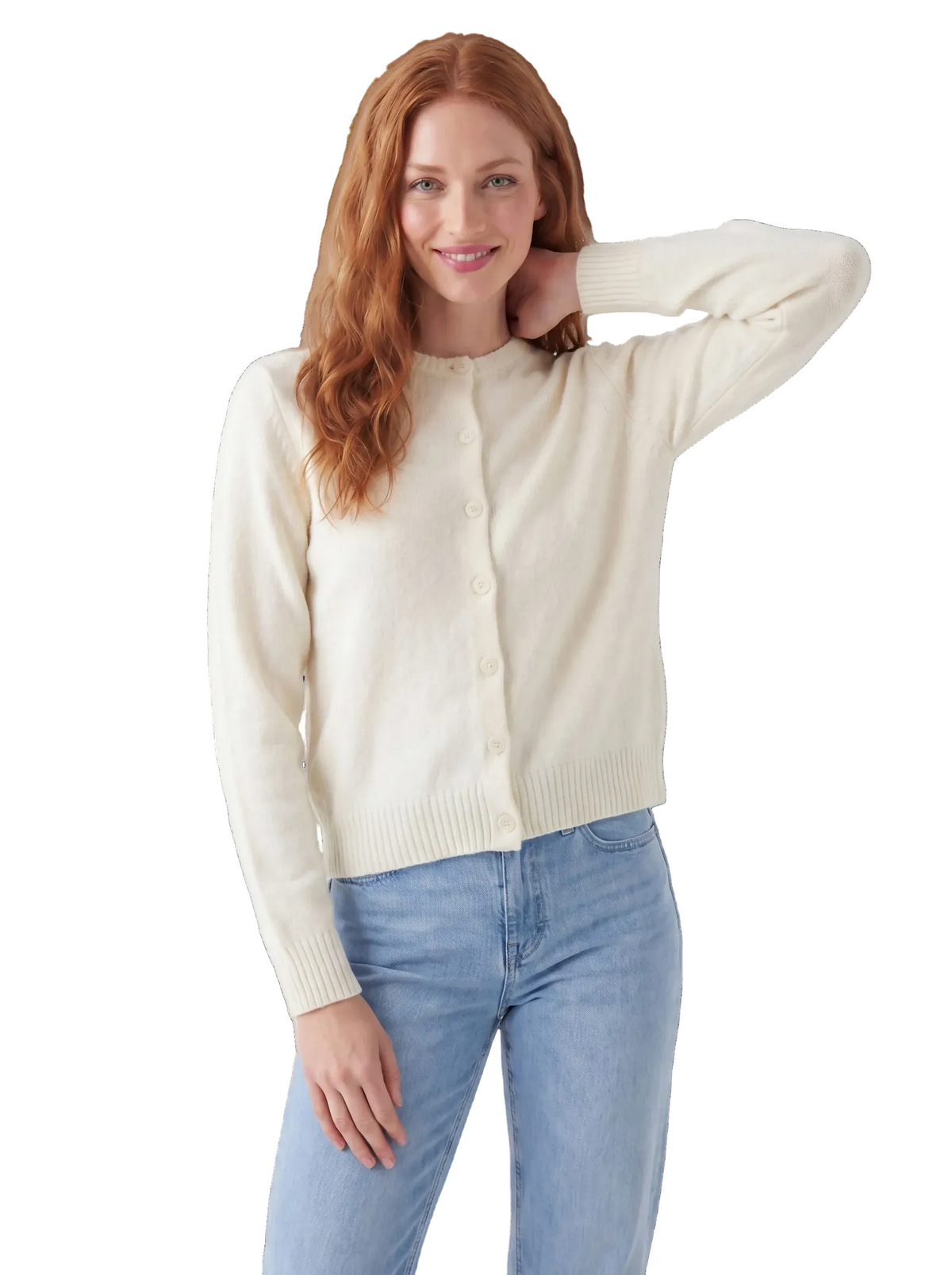 Women’s Classic Crew Neck Button-Front Knit Cardigan