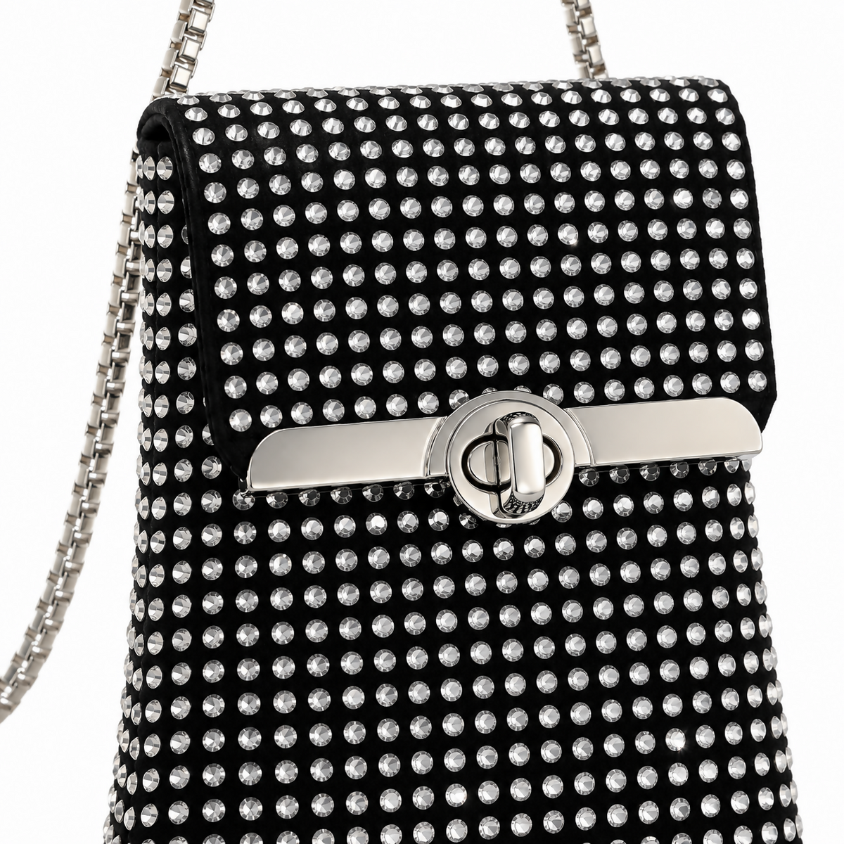 Women’s Mini Evening Phone Bag with Chain Strap, Black