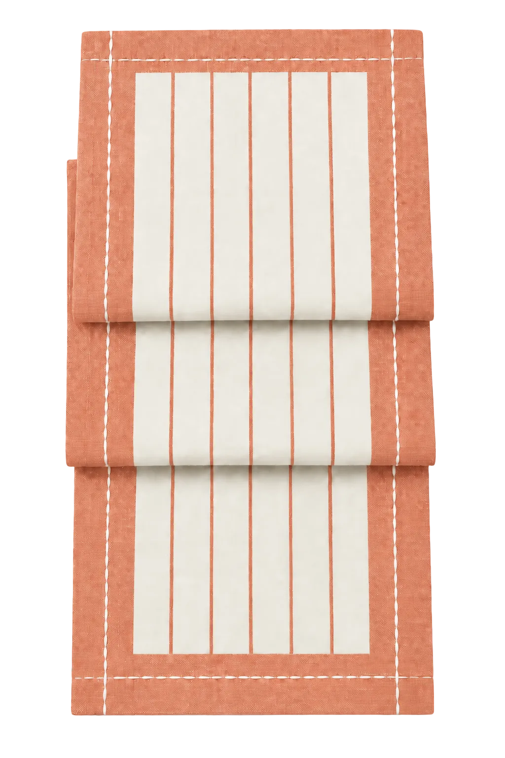 Terracotta & Ivory Striped Water-Repellent Turkish Cotton Table Runner – Coastal & Timeless Style
