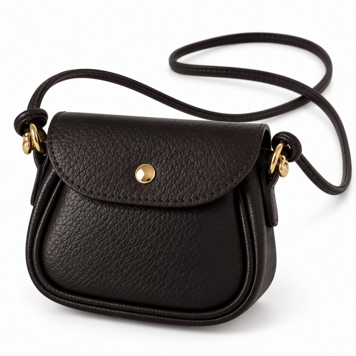 Women’s Mini Saddle Bag – Available in Ivory, Dark Chocolate, Metallic Silver, Black & Champagne Gold