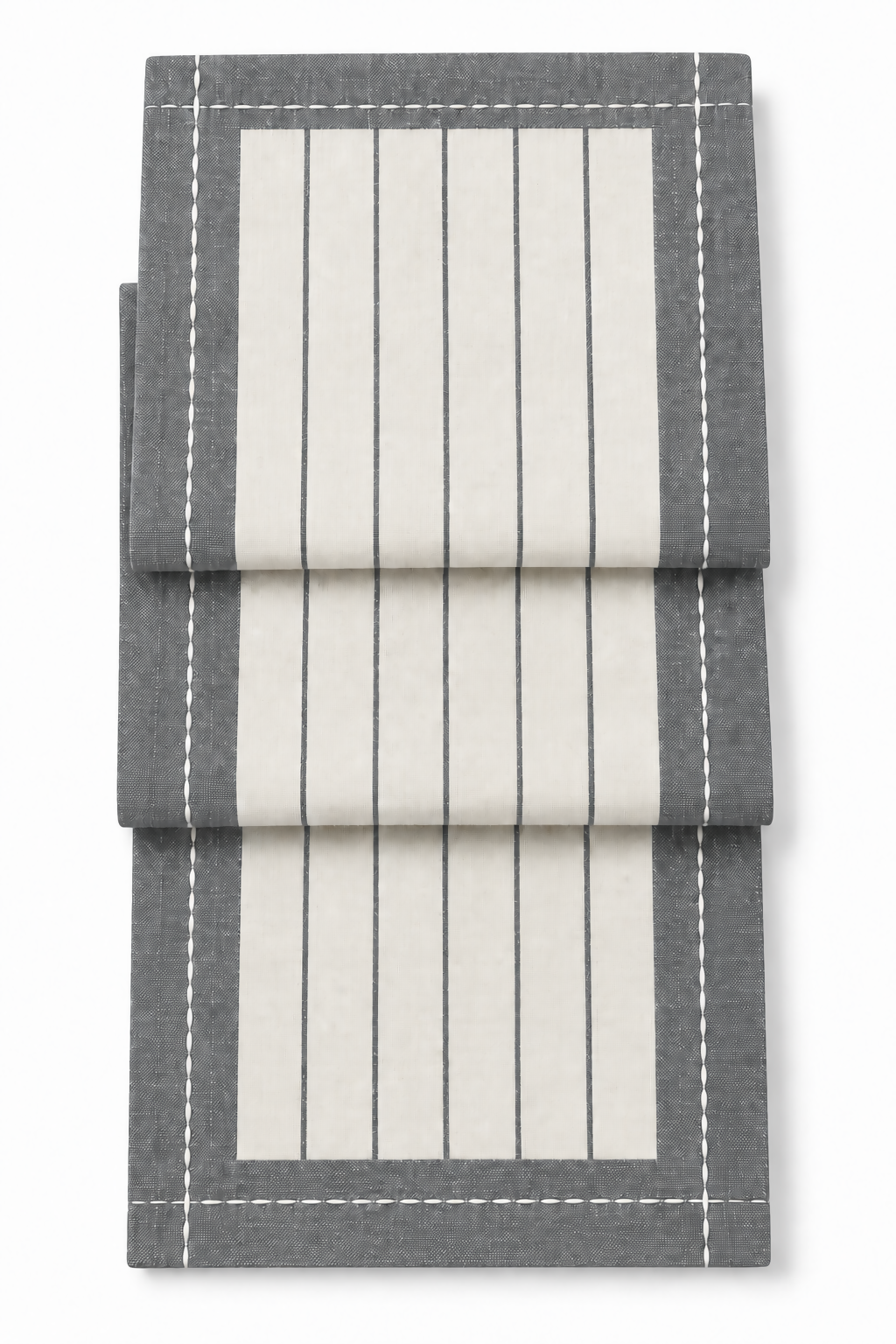 Charcoal & Ivory Striped Water-Repellent Turkish Cotton Table Runner – Coastal & Timeless Style