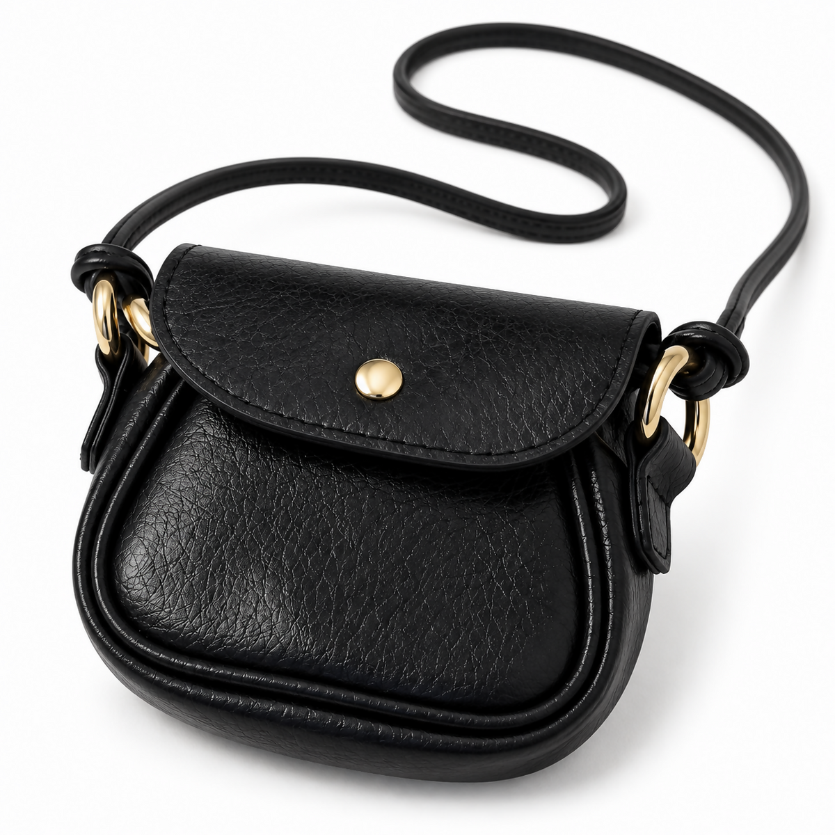 Women’s Mini Saddle Bag – Available in Ivory, Dark Chocolate, Metallic Silver, Black & Champagne Gold