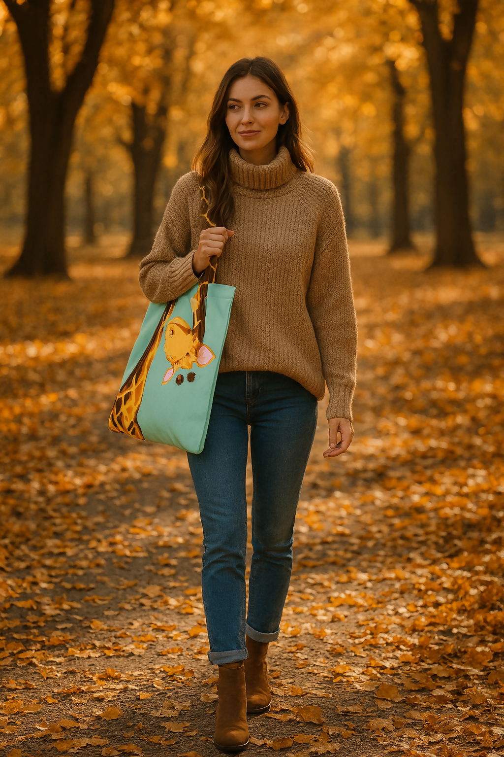Giraffe Patterned Tote Bag - Great for a Day at the Lake, Pool or Beach