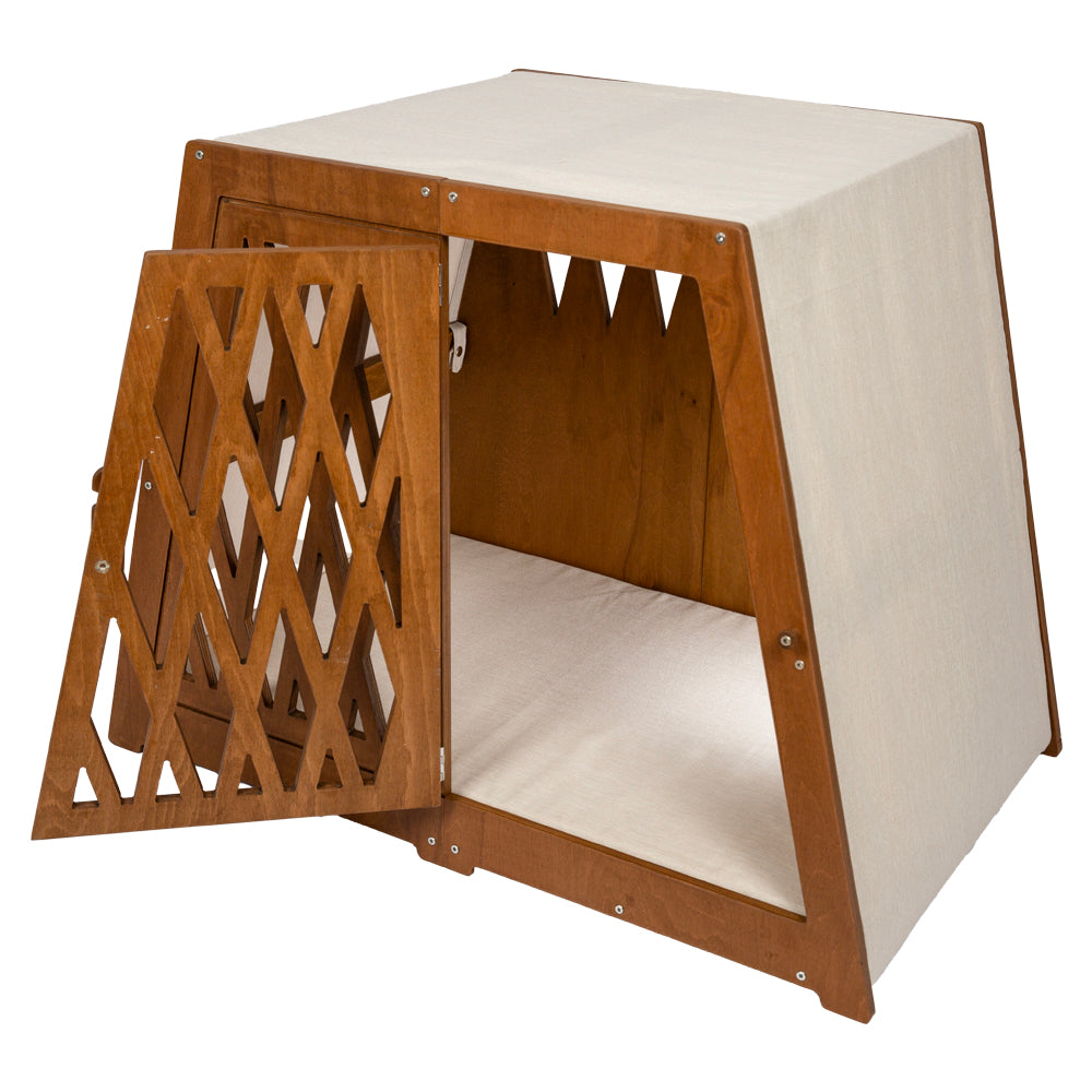 Luxury Wooden Dog House with High-Quality Memory Foam Bed – X-Small to XX-Large