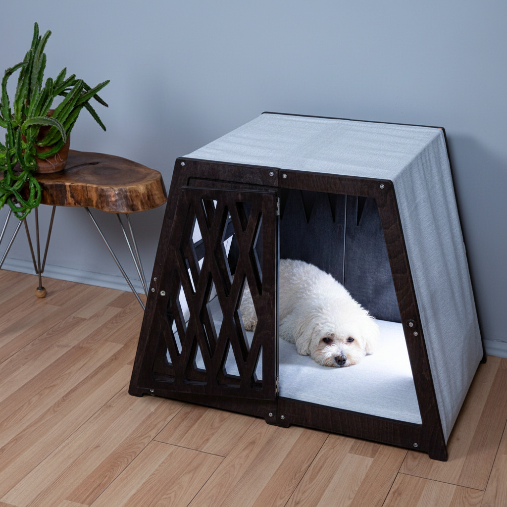 Birch Wooden Dog Crate with Memory Foam Bed - Indoor Furniture-Style Kennel for X-Small to XX-Large Dogs
