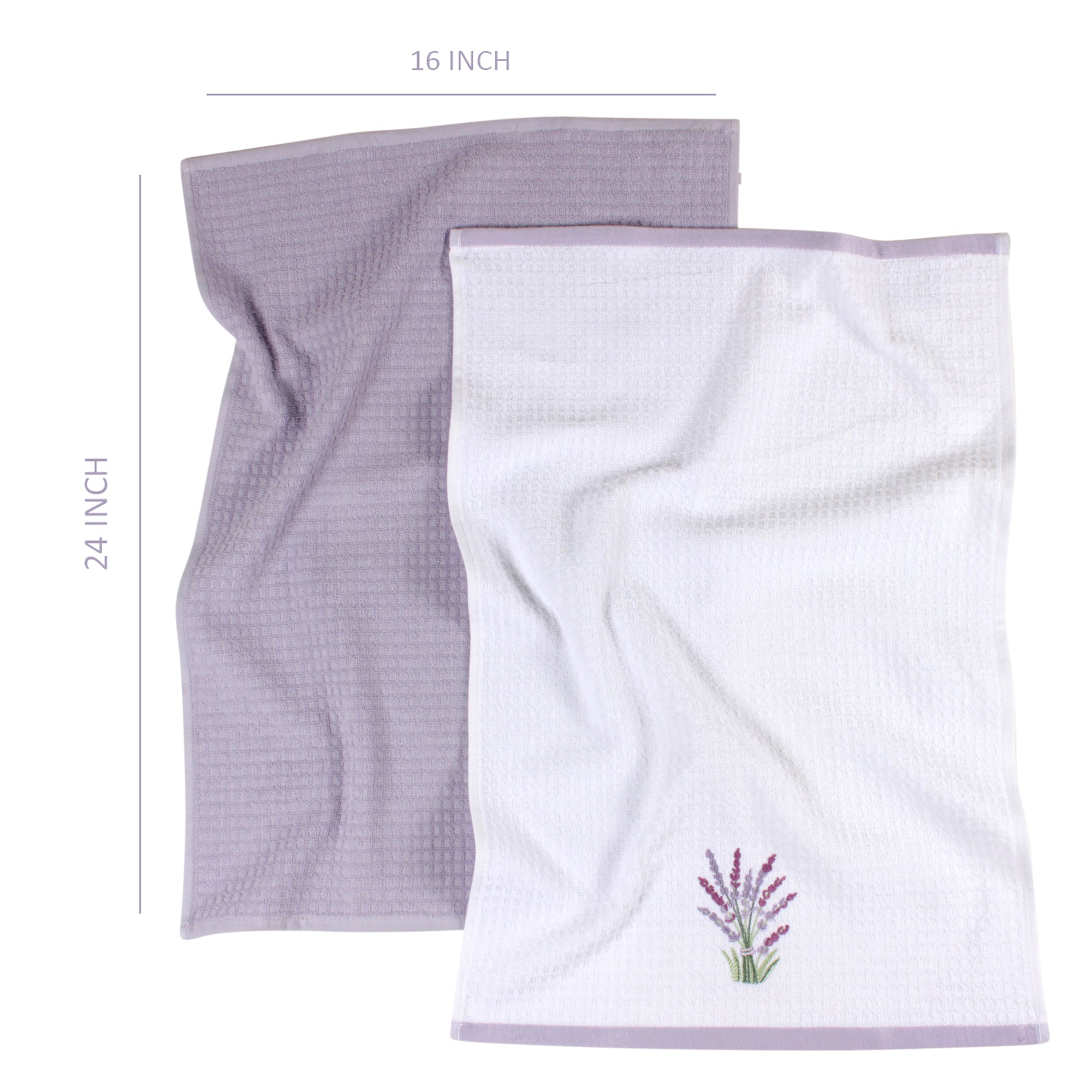 100% Cotton Kitchen Towel Set of 2 – Soft, Absorbent Dish Towels for Cooking, Drying & Cleaning – Durable Everyday Kitchen Towels - Lavender Flowers Design