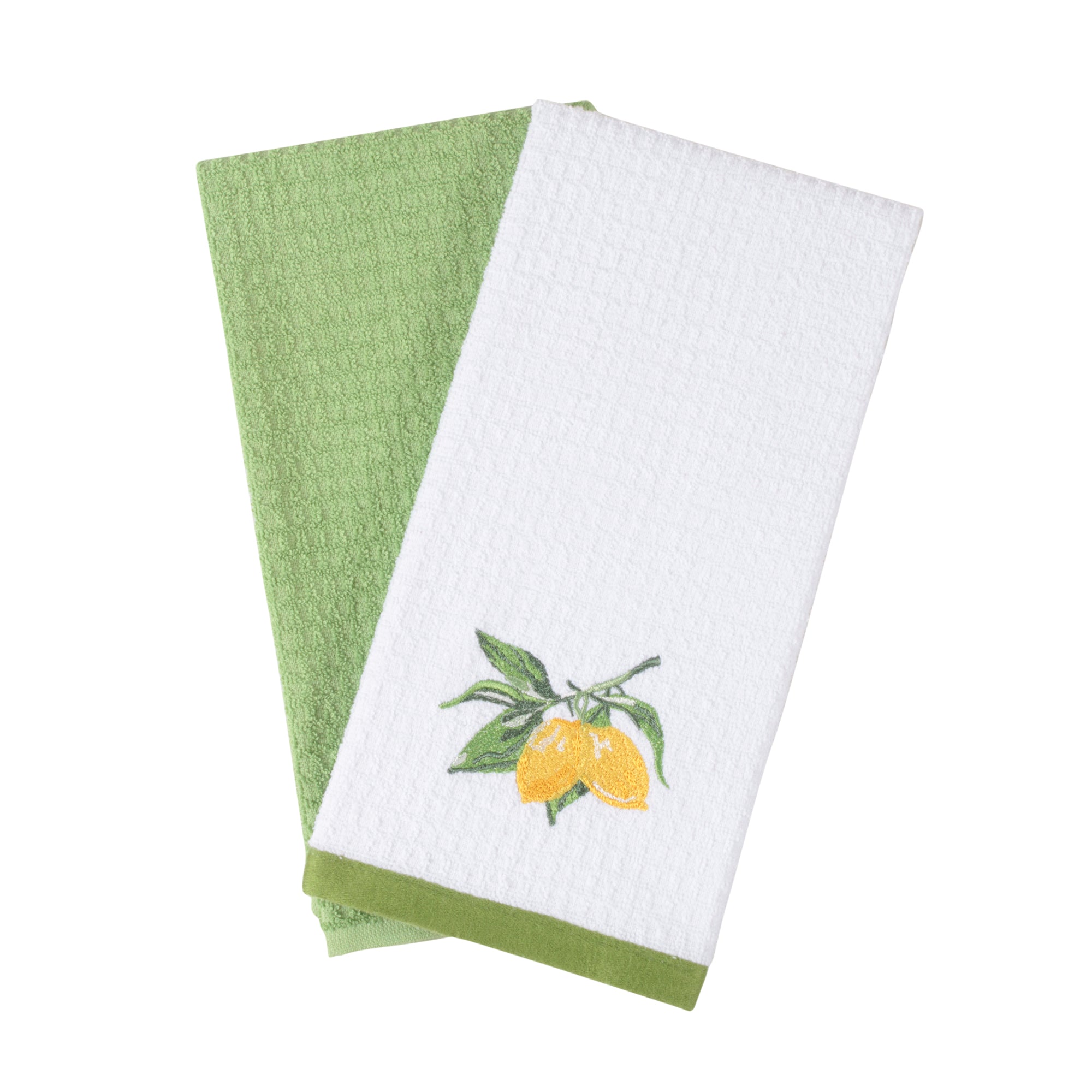 100% Cotton Kitchen Towel Set of 2 – Soft, Absorbent Dish Towels for Cooking, Drying & Cleaning – Durable Everyday Kitchen Towels - Lemons Design