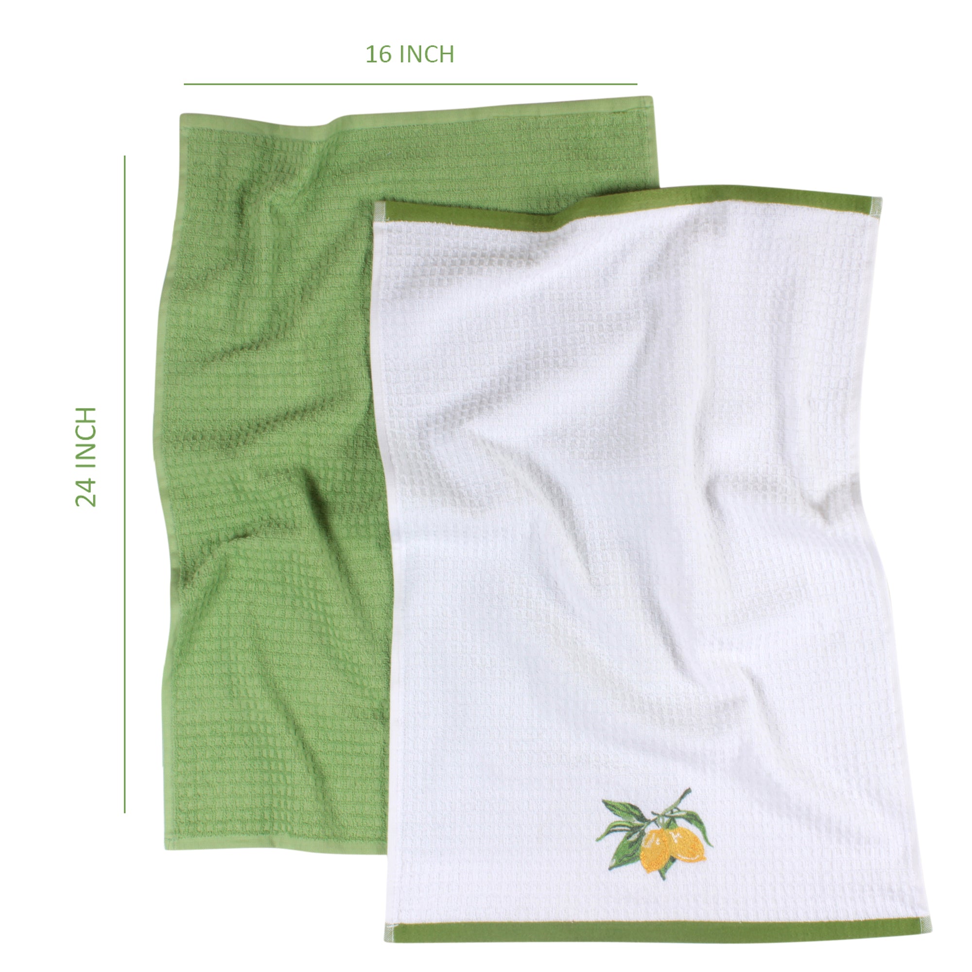100% Cotton Kitchen Towel Set of 2 – Soft, Absorbent Dish Towels for Cooking, Drying & Cleaning – Durable Everyday Kitchen Towels - Lemons Design