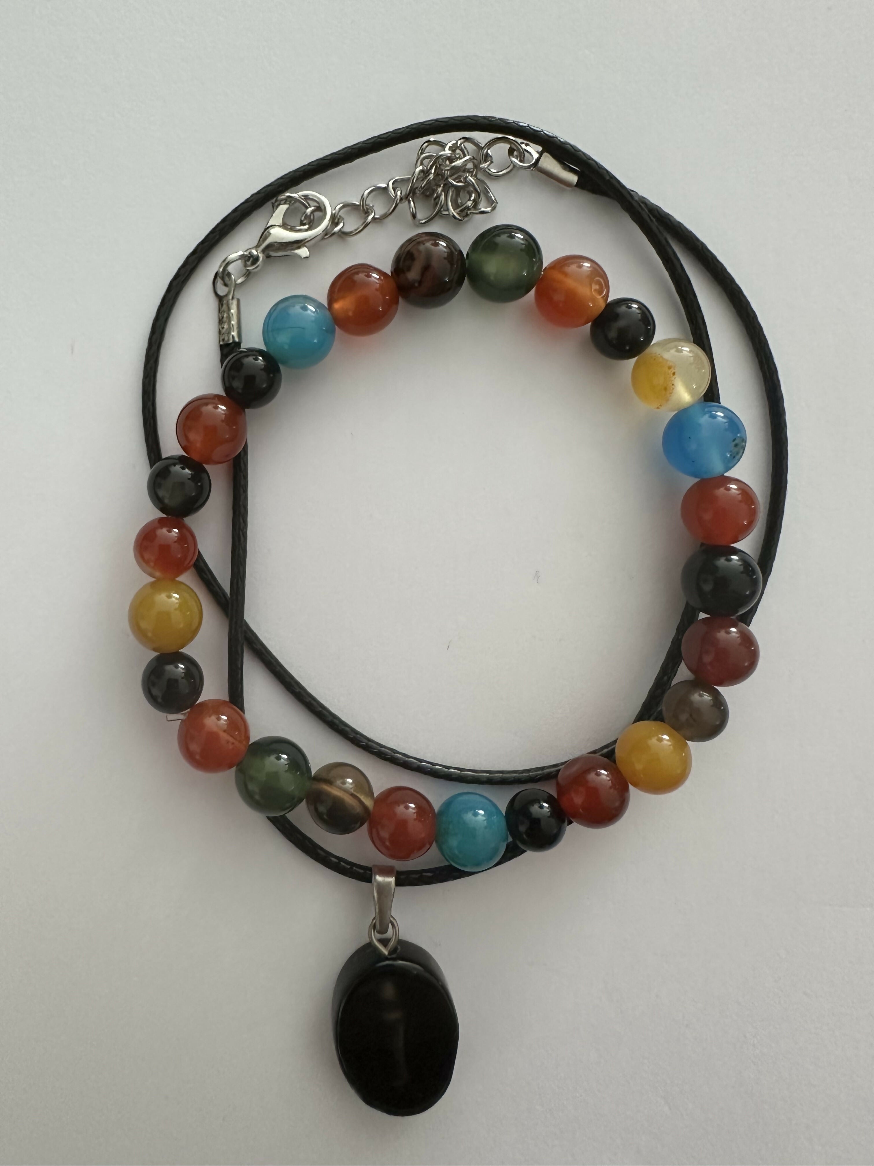 Agate Natural Stone Bracelet with Matching Necklace