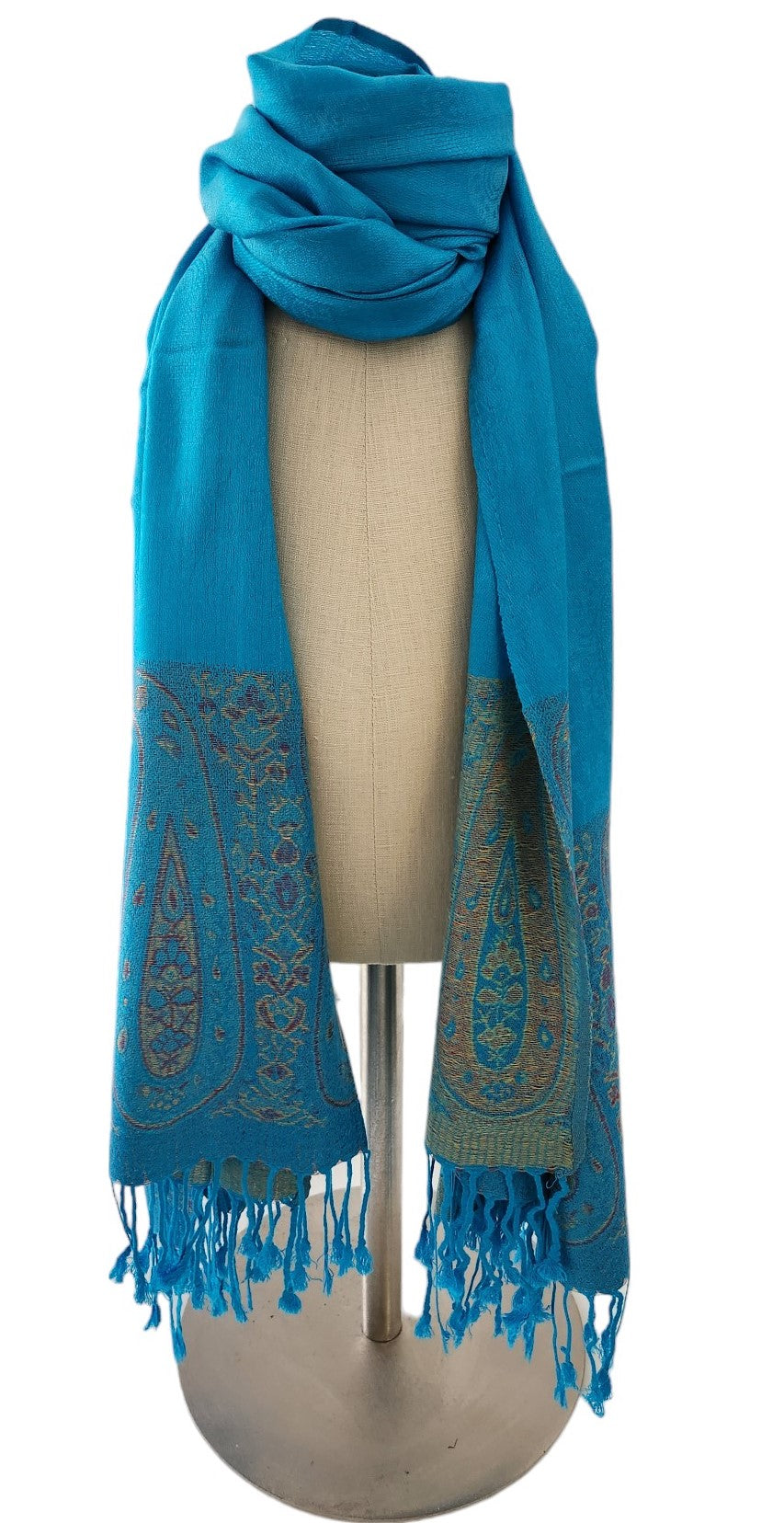 Buy lt-blue Luxurious Women&#39;s Scarf, Oversized Wrap, Silky &amp; Colorful, Lightweight, Jacquard Design