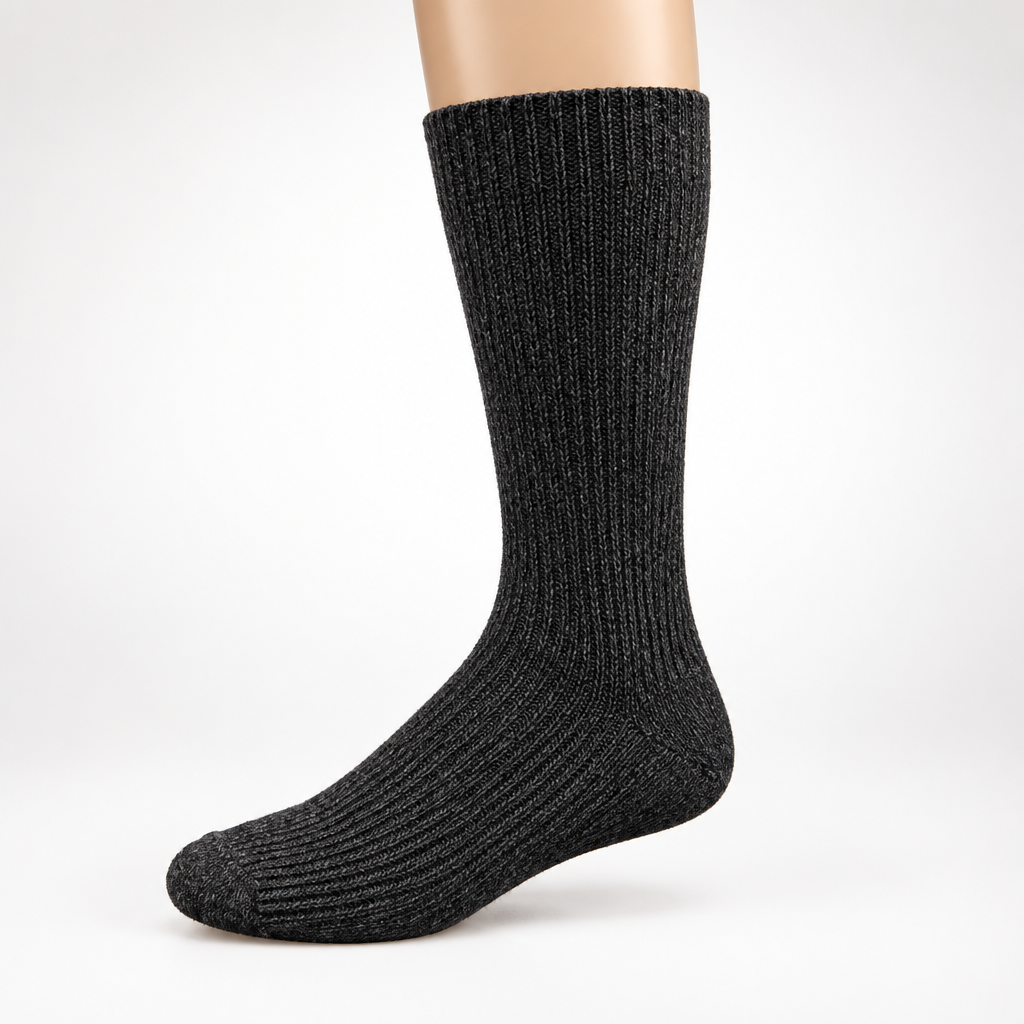 Men's Wool Wide-Calf Outdoor Socks – Warm Heavy-Gauge Rib Knit