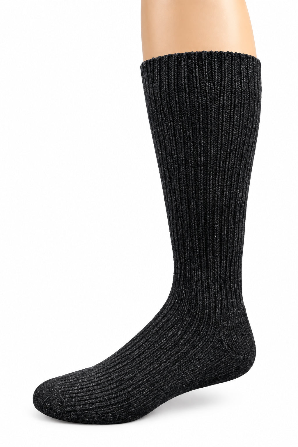 Men's Wool Wide-Calf Outdoor Socks – Warm Heavy-Gauge Rib Knit