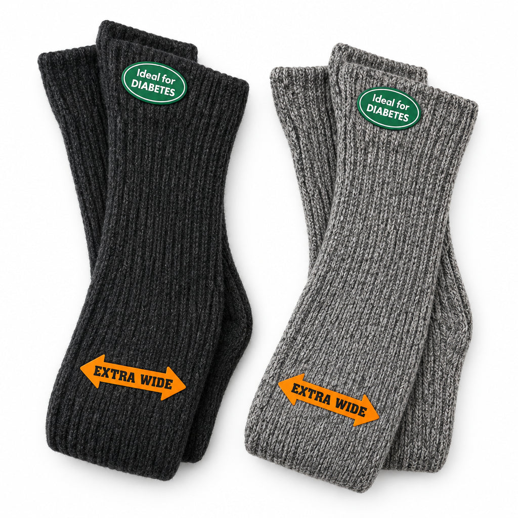 Men's Wool Wide-Calf Outdoor Socks – Warm Heavy-Gauge Rib Knit