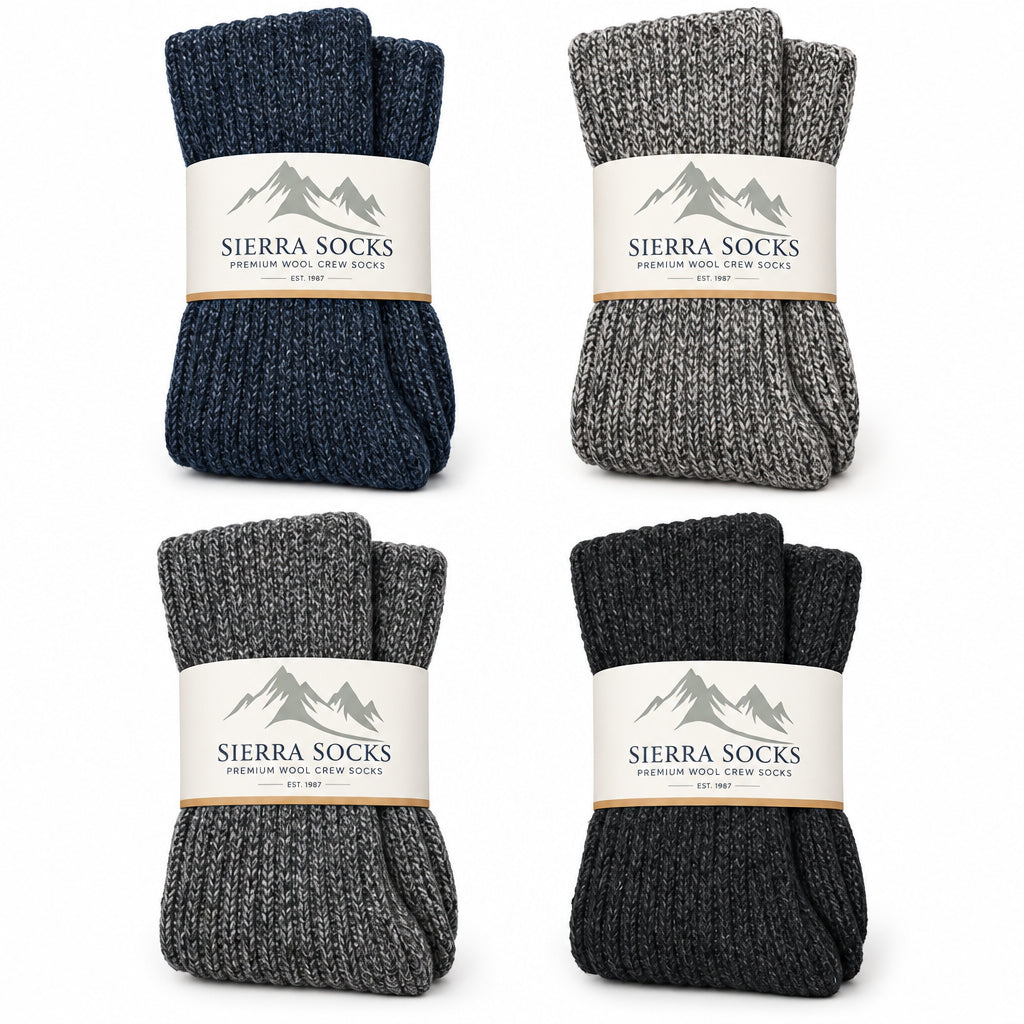 Men's Wool Wide-Calf Outdoor Socks – Warm Heavy-Gauge Rib Knit