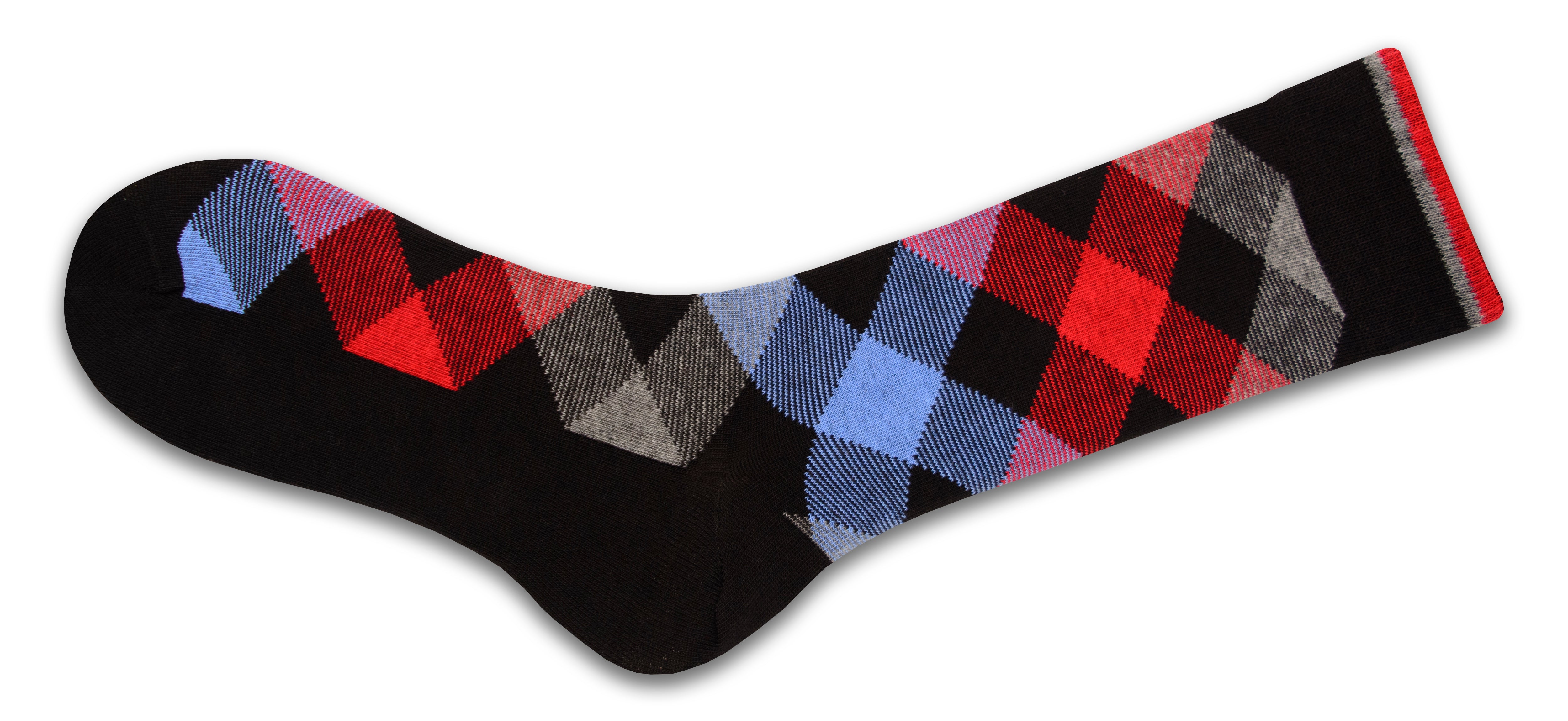 Men's Combed Cotton Socks - Argyle Pattern (3 Pair Packs)