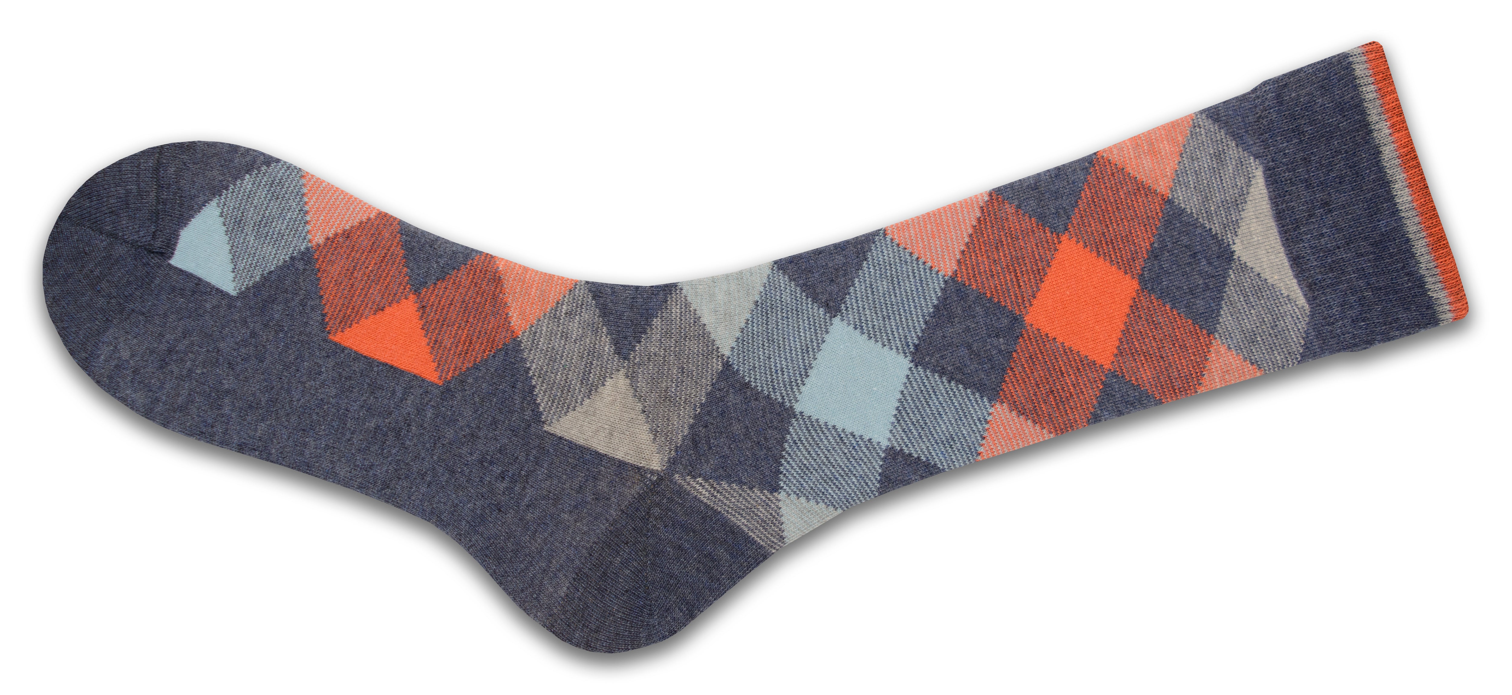 Men's Combed Cotton Socks - Argyle Pattern (3 Pair Packs)