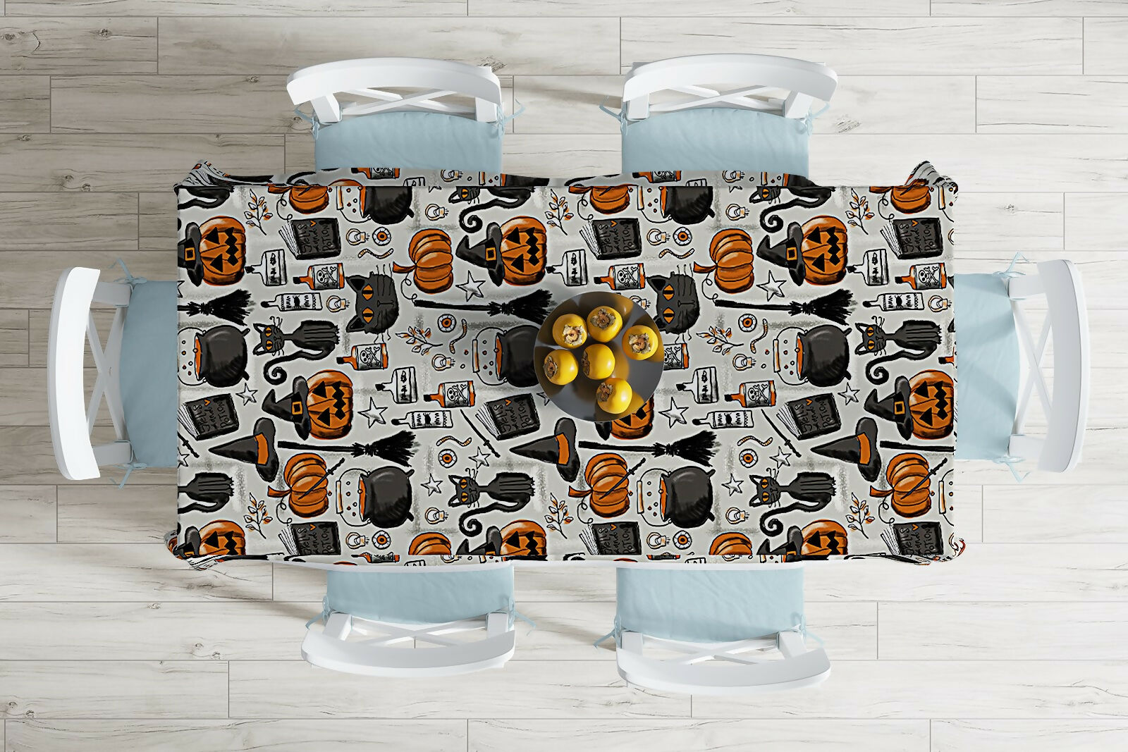 Halloween Tablecloth – Stain Resistant Fabric, Wrinkle-Free Table Cover for Dining Room or Kitchen Decor