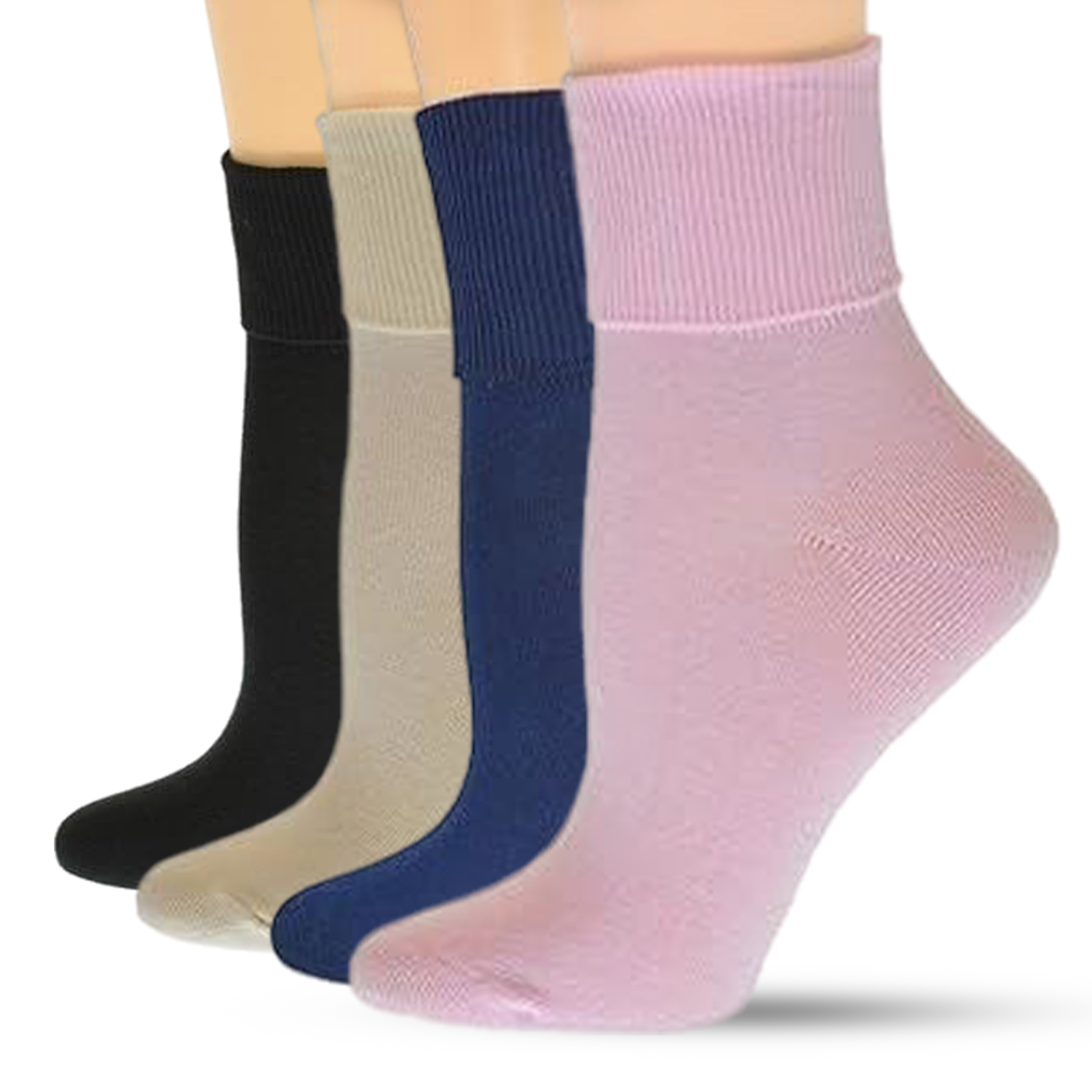 Women's Organic Cotton Turn Cuff Seamless Toe Socks - 3 Pair Pack