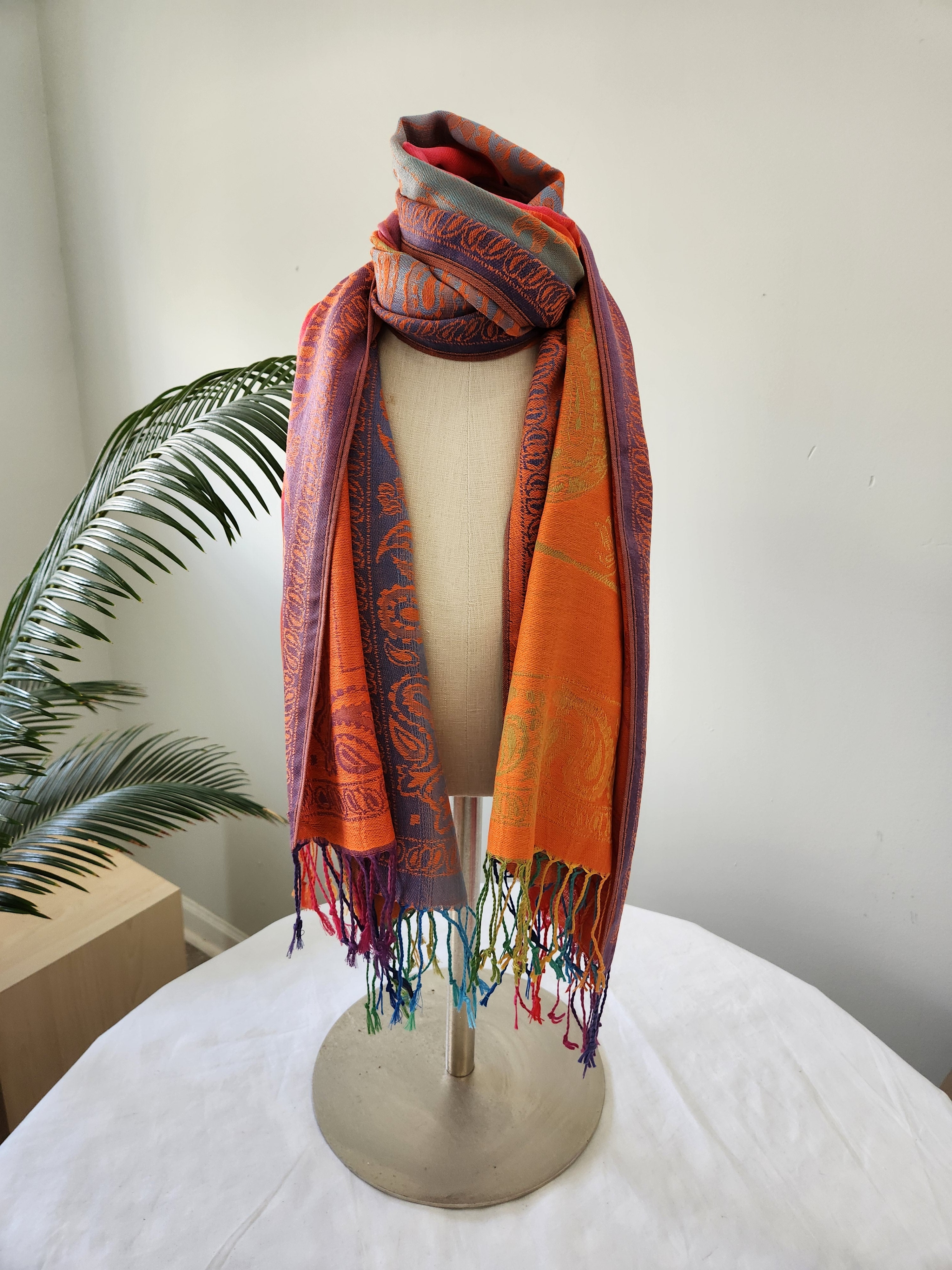 Women's Elegant Scarf or Wrap, Colorful Jewel-Tones, Great Gift for Holidays