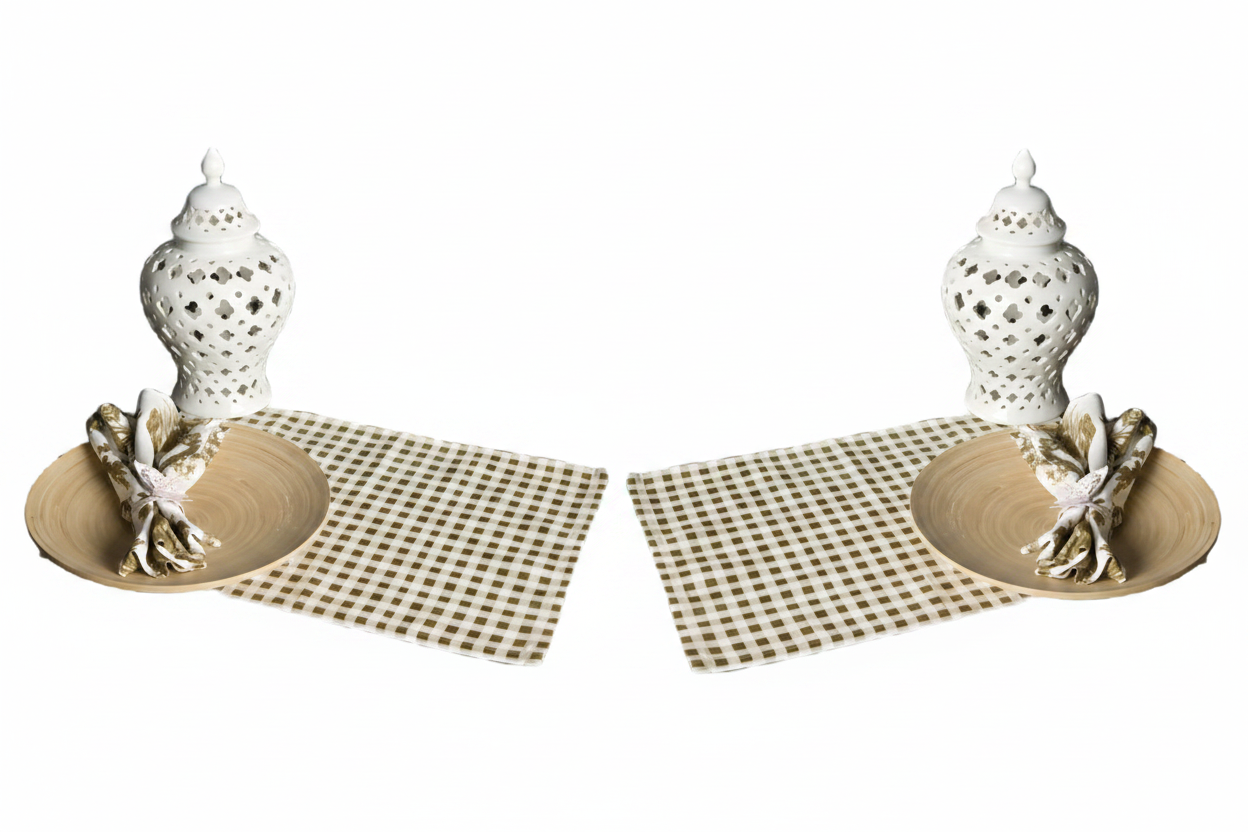 Green Checkered Retro-Printed Placemat Set of 2 - Vintage Inspired Decor