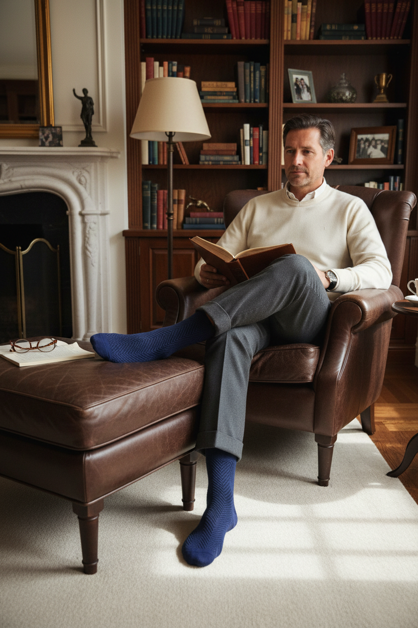 Men's Colorful Dress Socks - Combed Cotton, Seamless Toe Socks