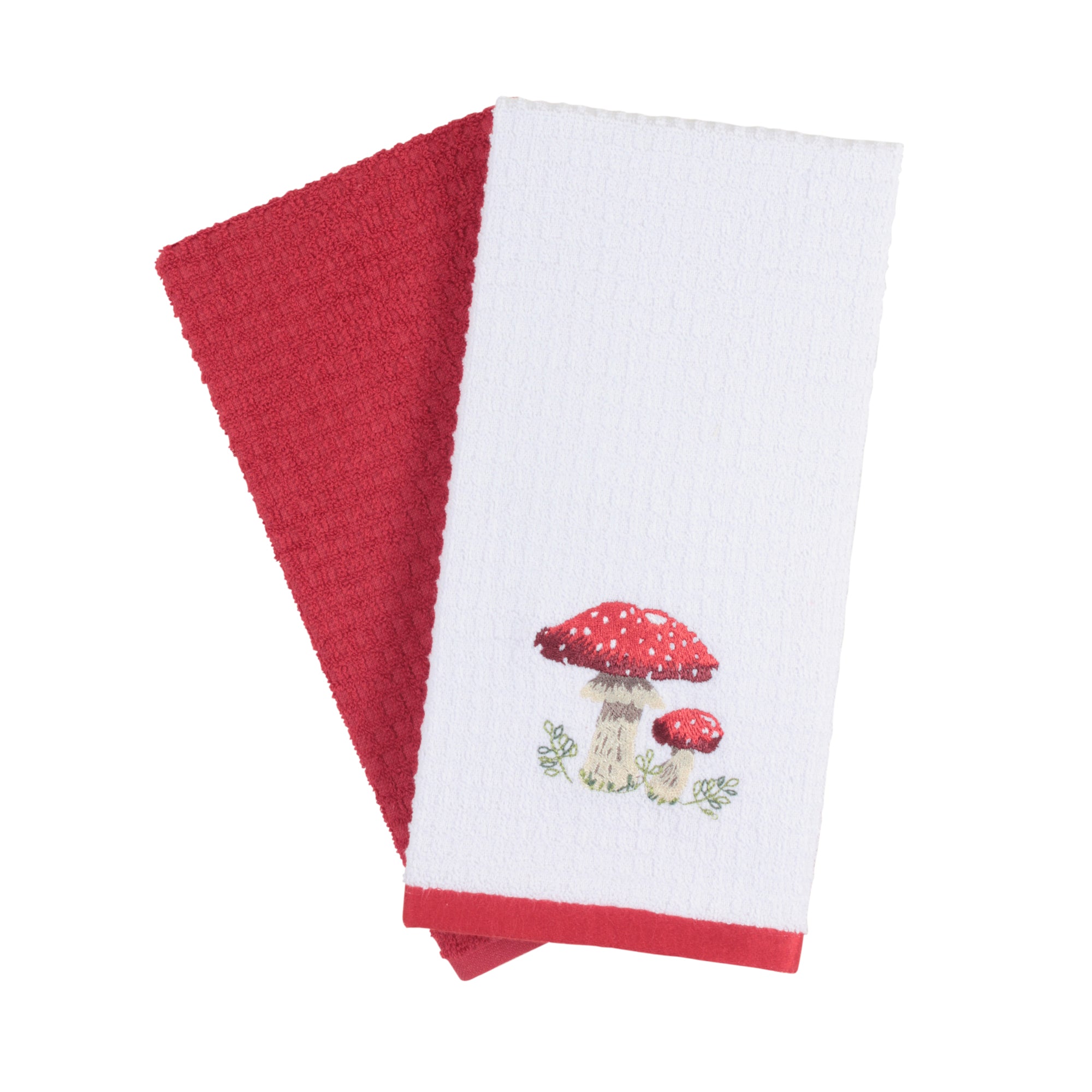 100% Cotton Kitchen Towel Set of 2 – Soft, Absorbent Dish Towels for Cooking, Drying & Cleaning – Durable Everyday Kitchen Towels - Mushroom Design