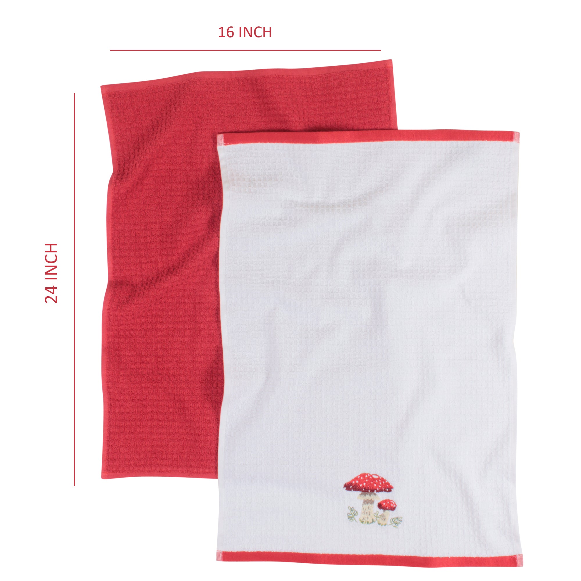 100% Cotton Kitchen Towel Set of 2 – Soft, Absorbent Dish Towels for Cooking, Drying & Cleaning – Durable Everyday Kitchen Towels - Mushroom Design