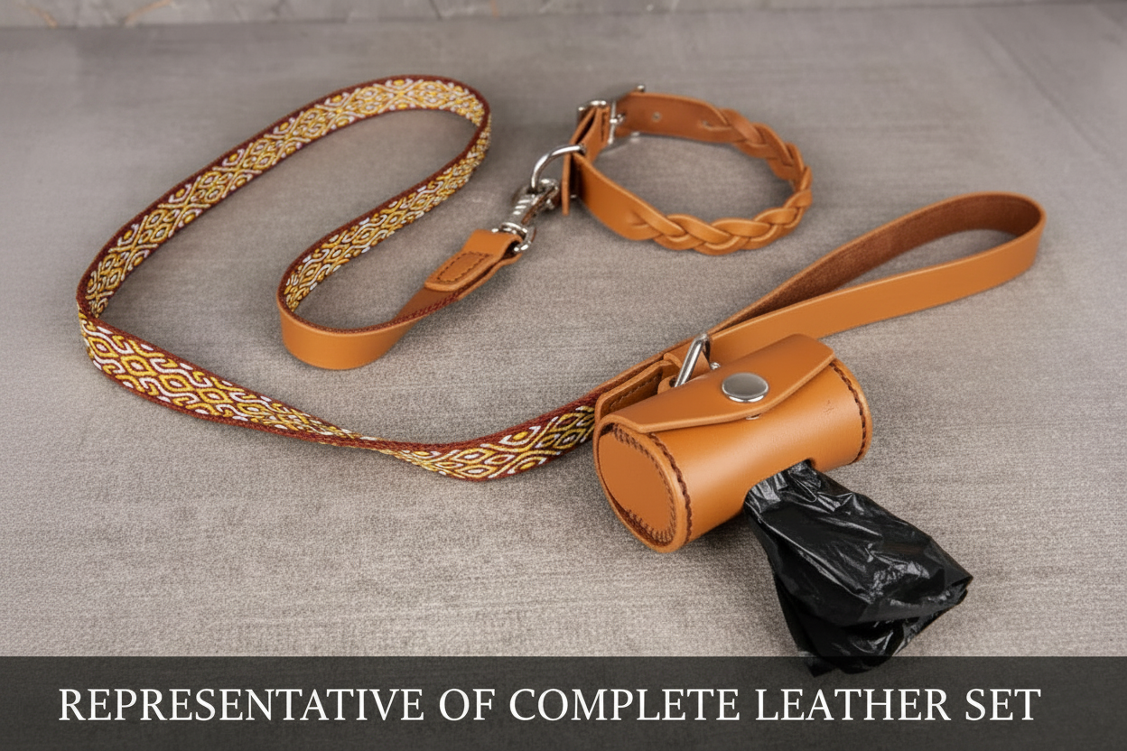 Braided Leather Dog Collar – Adjustable, Durable Leather Collar for Toy Breed Dogs