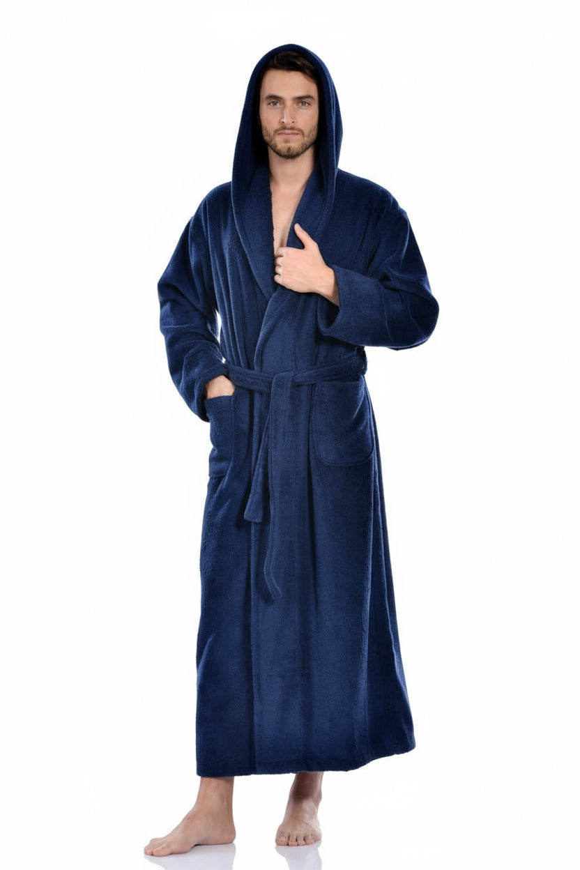 Luxury Turkish Hooded Bath Robes for Men & Women, 100% Turkish Cotton, Hotel Style Ultra Soft, Hooded Robes For Home and Bath - Bathrobe with Adjustable Belt for Him & Her in Sizes X-Large & Medium