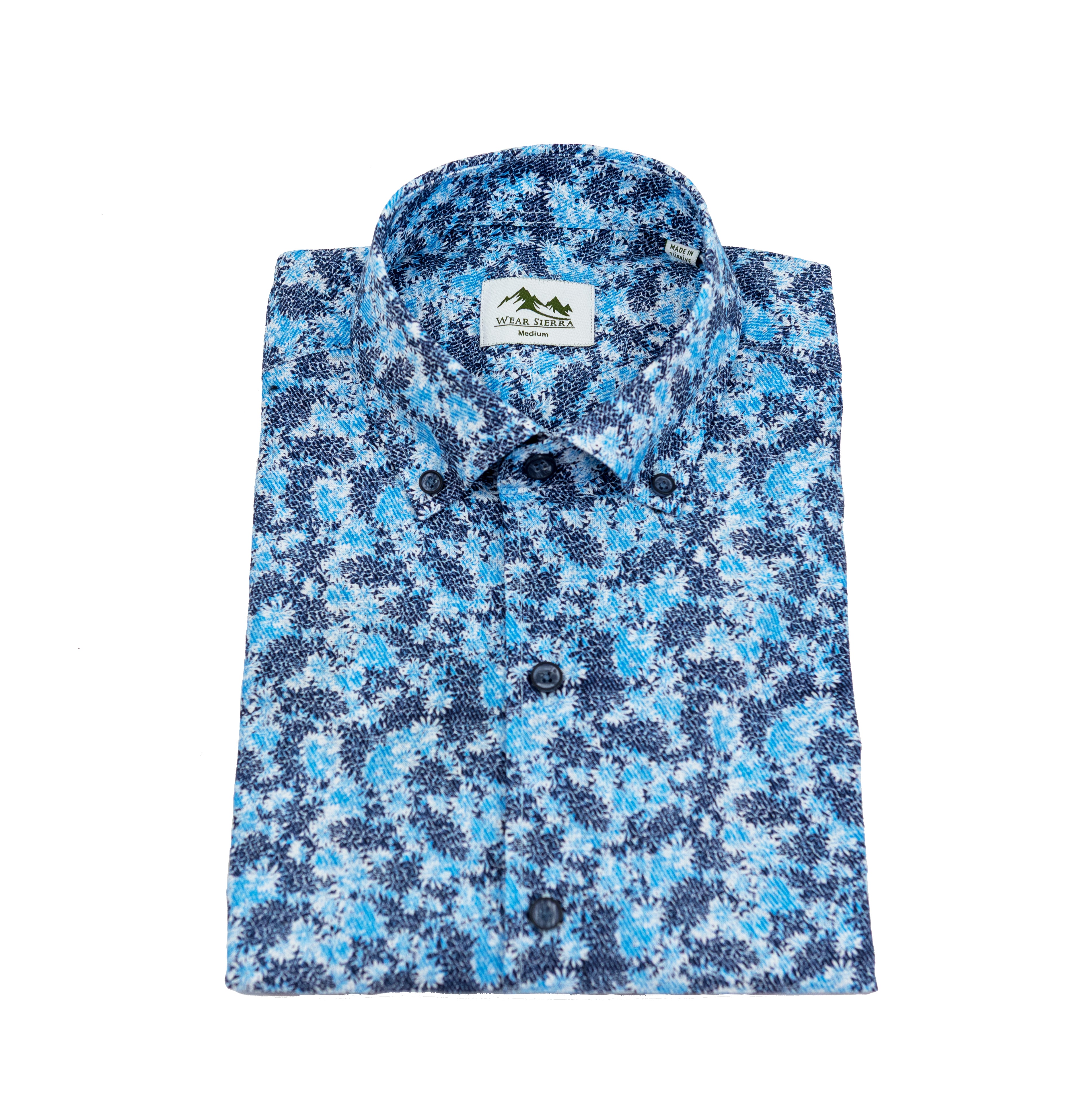 Wear Sierra Top Shelf Men's Cotton Short Sleeve Button Down Shirts in Navy & Light Blue