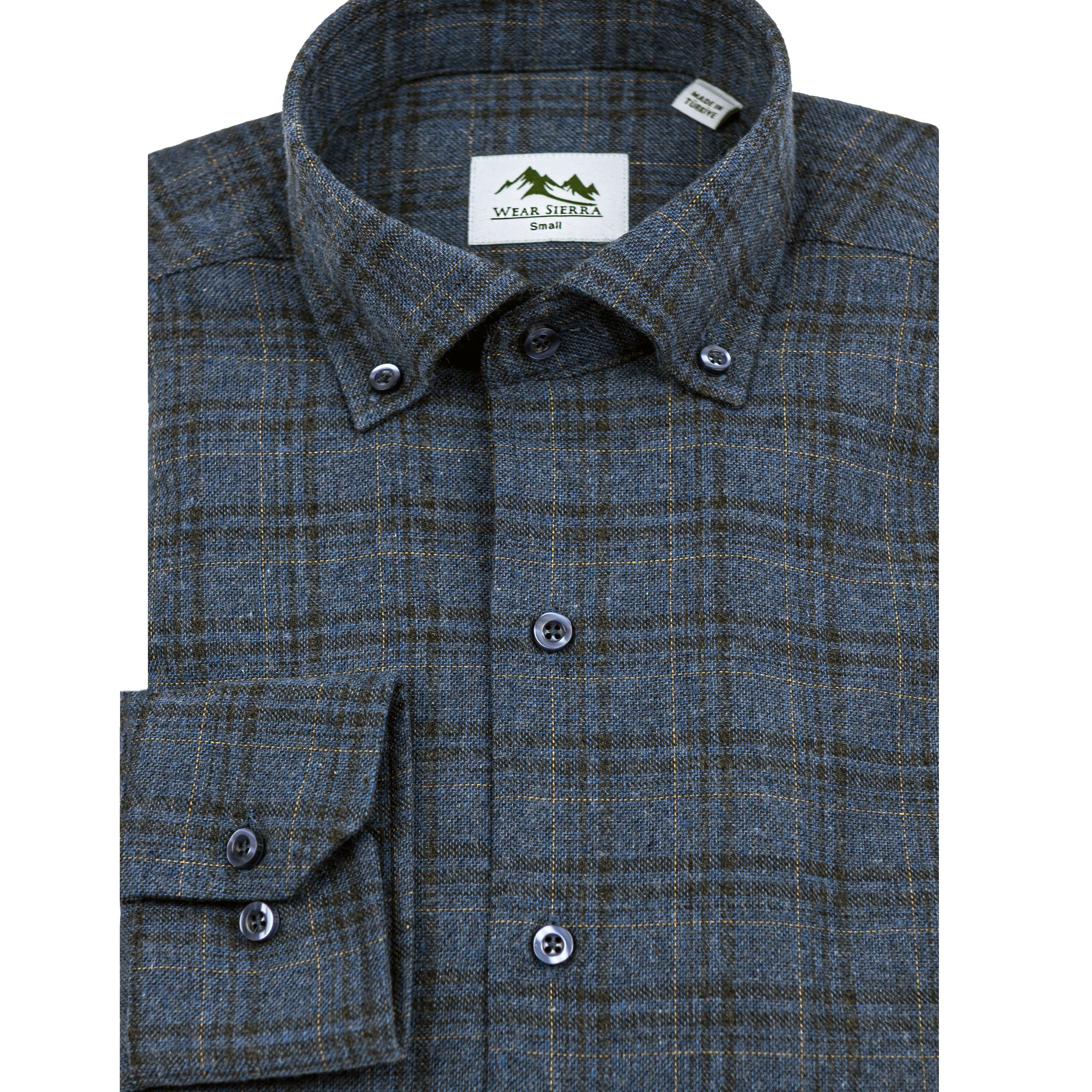 Wear Sierra Top Shelf Men's Turkish Cotton Long Sleeve Button Down Shirt in Combed Cotton Navy Plaid