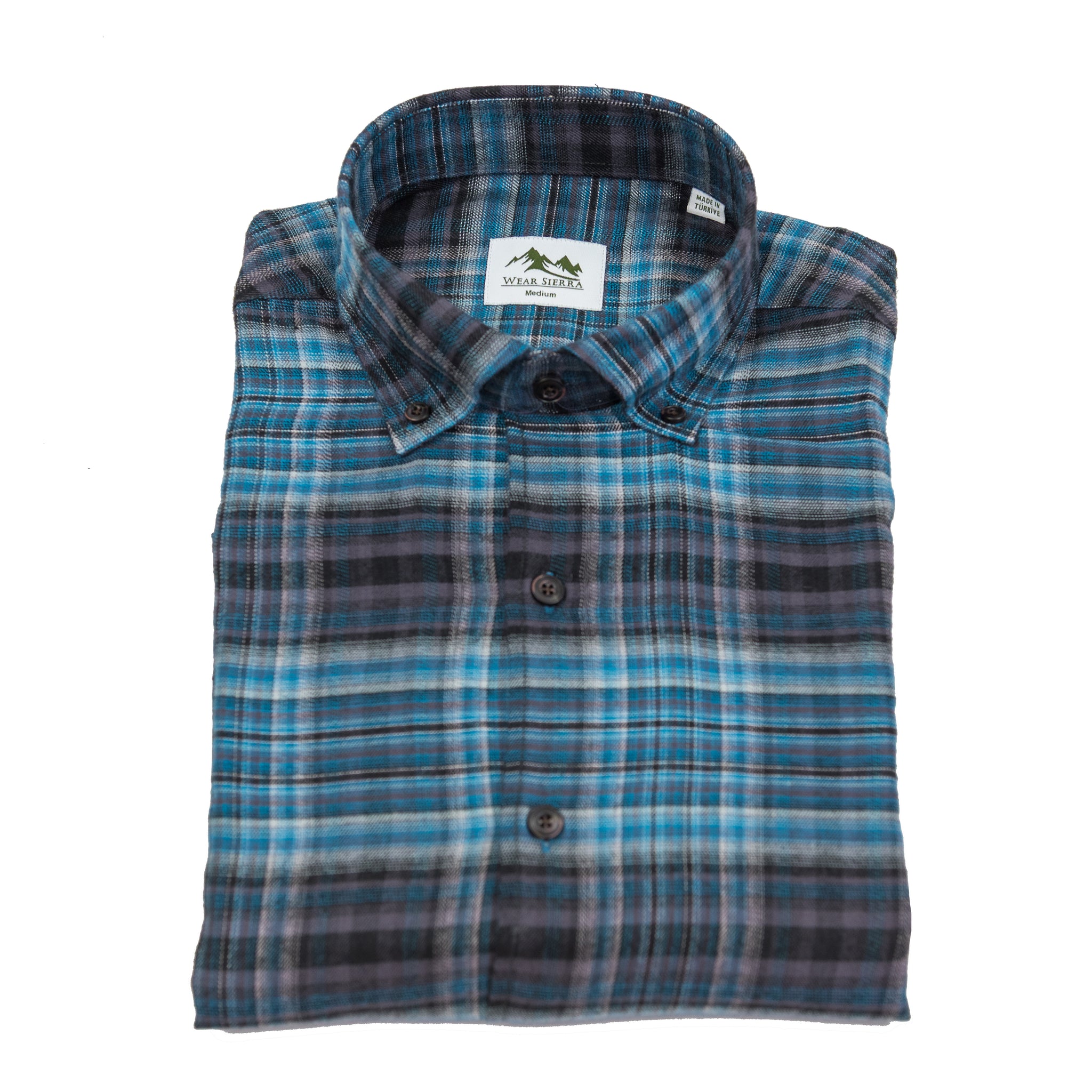 Wear Sierra Top Shelf Men's Cotton Long Sleeve Button Down Shirts in Navy Plaid