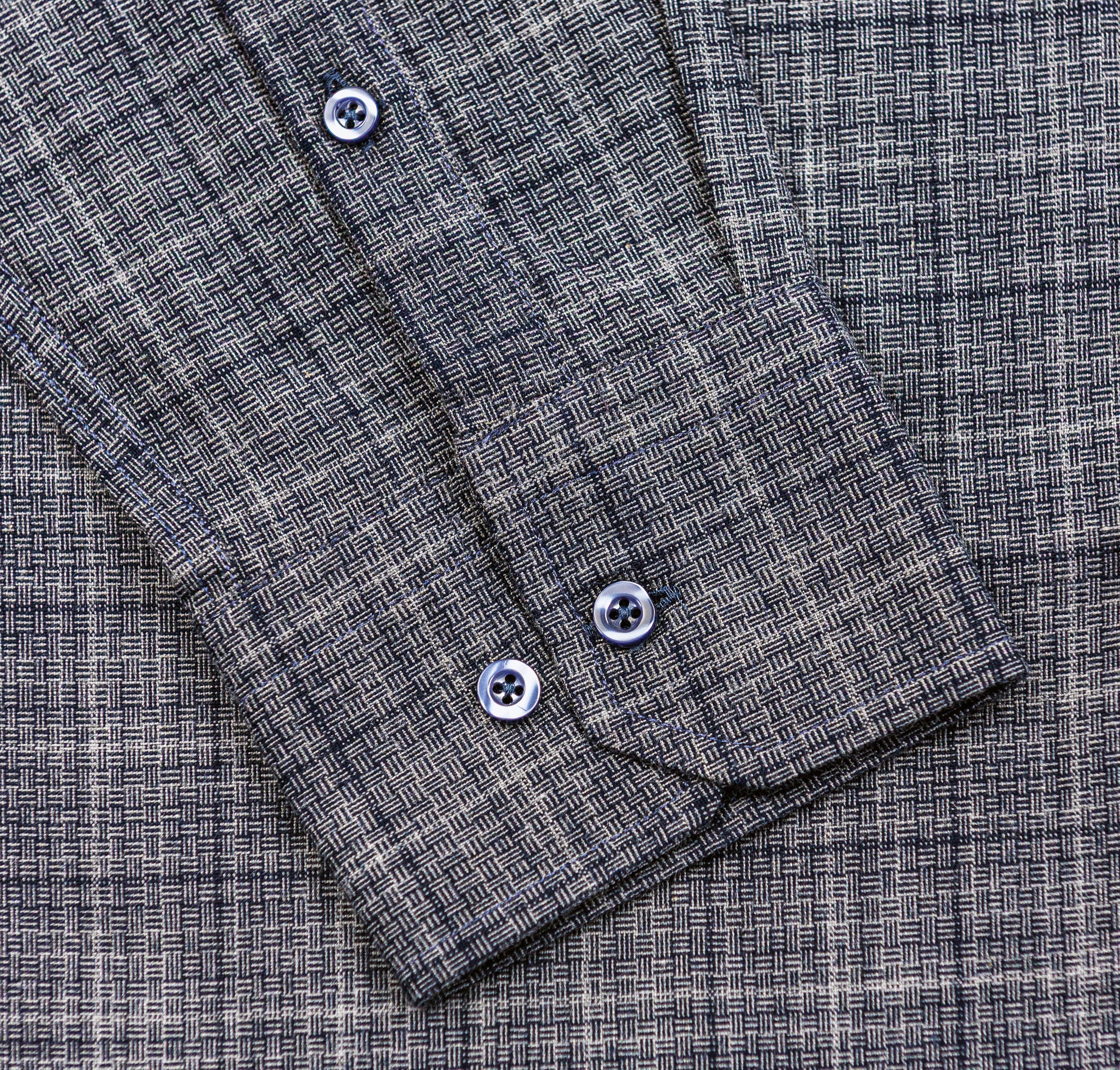 Wear Sierra Top Shelf Men's Turkish Cotton Long Sleeve Button Down Shirt in Combed Cotton Dark Gray & Navy Windowpane Plaid