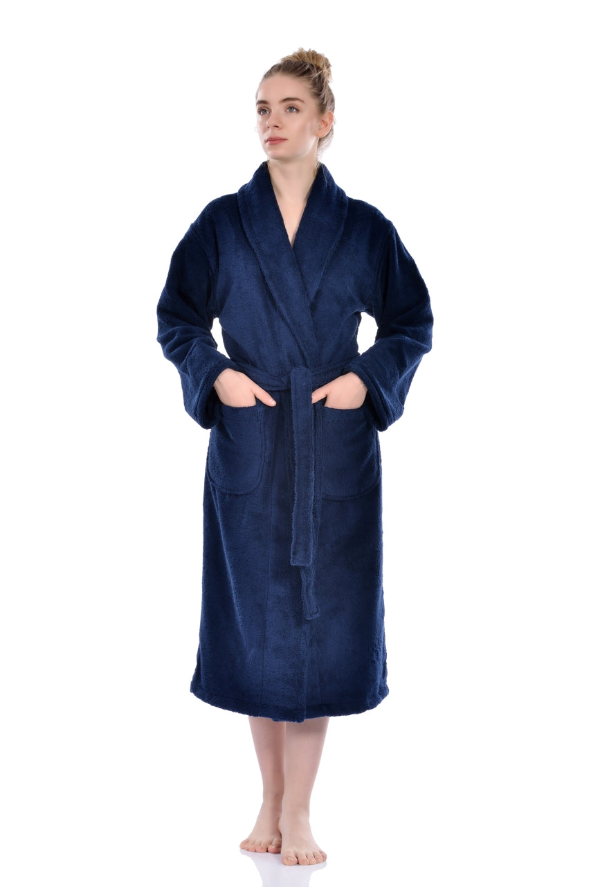 XS/S Women's Luxury Turkish Bath Robes, 100% Turkish Cotton, Hotel Style Ultra Soft Robes For Home and Bath - Soft Shawl Collar Bathrobe with Adjustable Belt