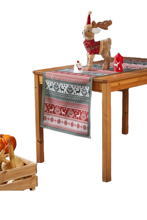 Christmas Deer Runner, Rectangular Runner, Red and Green Plaid Runner - Wear Sierra