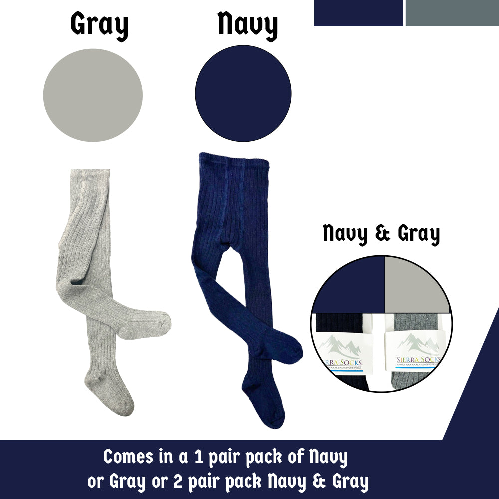 Young Girls and Tweens Combed Cotton Ribbed Tights, School Uniform Seamless Toe Comfortable All-Day Wear