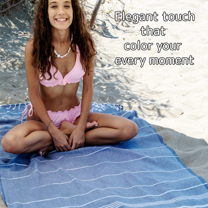 Turkish Cotton Beach Towel, Prewashed, Soft, Absorbent, Quick Dry, Oversized Bath Towels for Bathroom, Pool, Travel, Picnics, Size 39x71