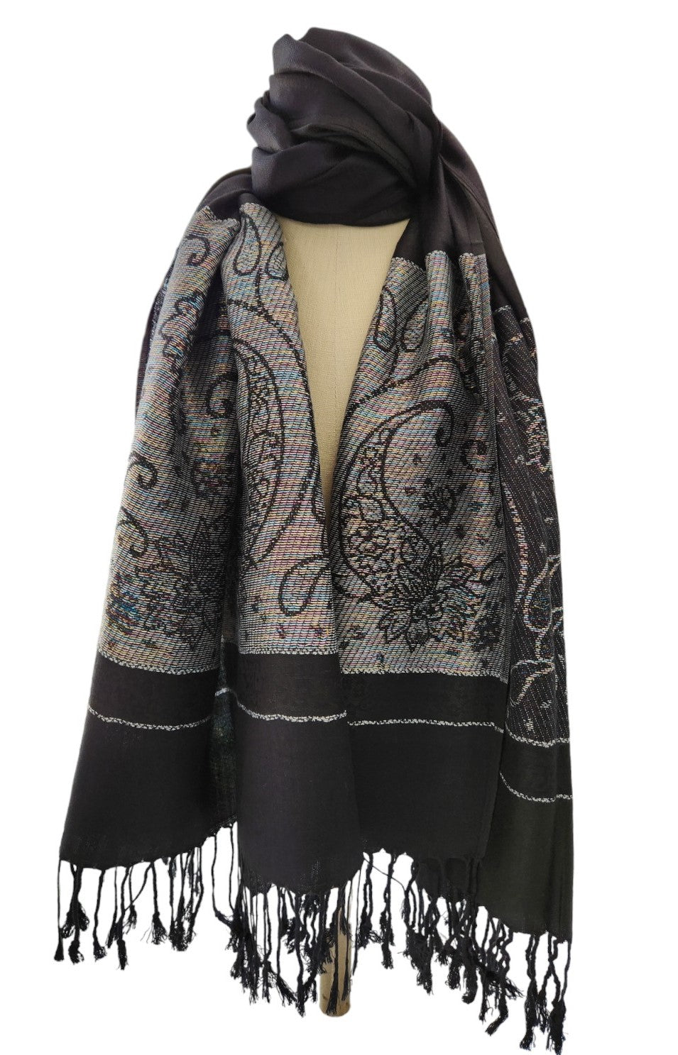 Buy black Women&#39;s Lightweight Pashmina Floral Paisley Scarves or Wrap - Perfect for Warmer Weather and Change in Seasons