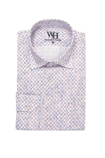W&H Golf Men's Long Sleeve Button Up Sports Shirts - Circular Print