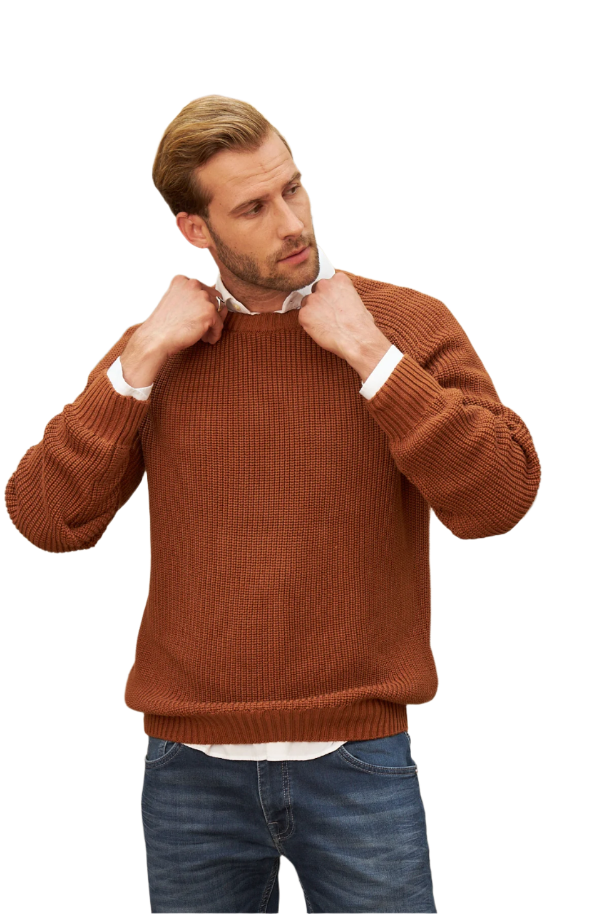 Men's Long Sleeve Crewneck Mid-Weight Pullover Sweater