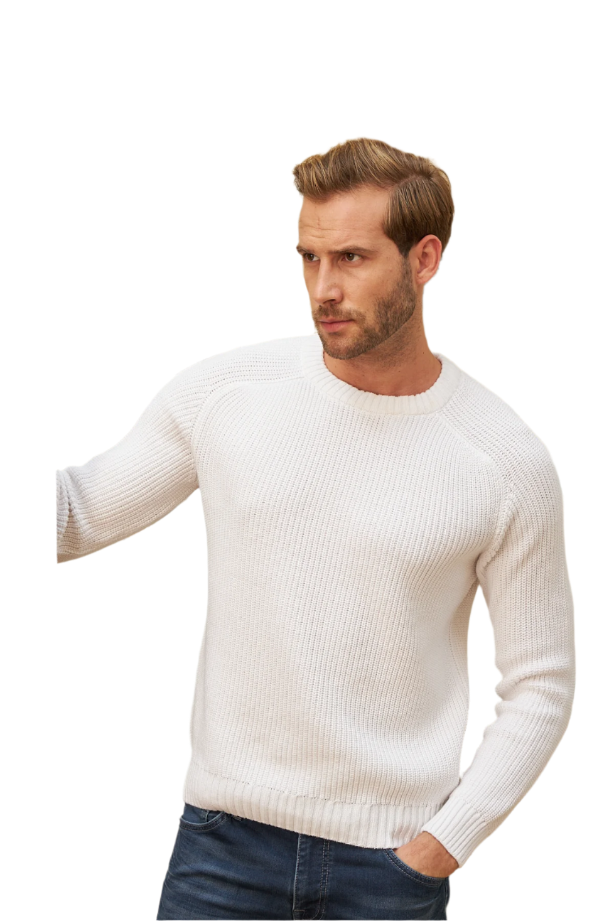 Men's Long Sleeve Crewneck Mid-Weight Pullover Sweater