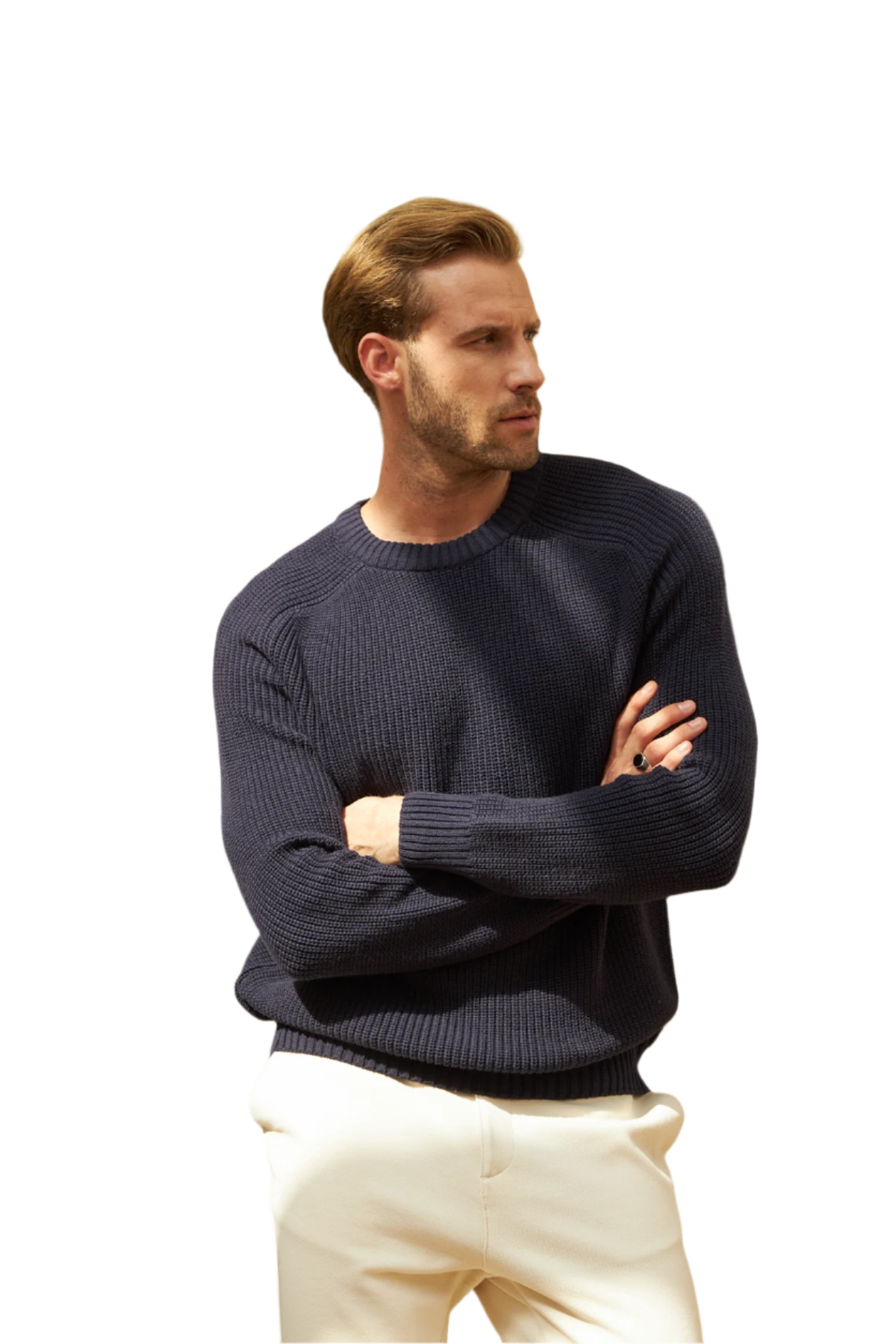 Men's Long Sleeve Crewneck Mid-Weight Pullover Sweater