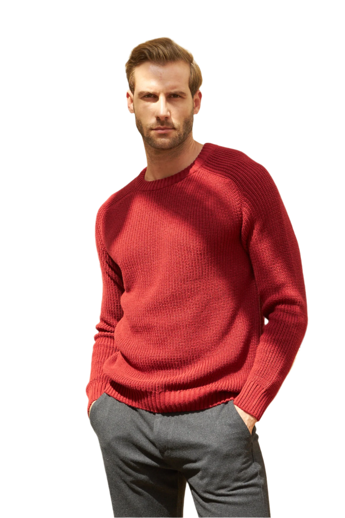 Men's Long Sleeve Crewneck Mid-Weight Pullover Sweater