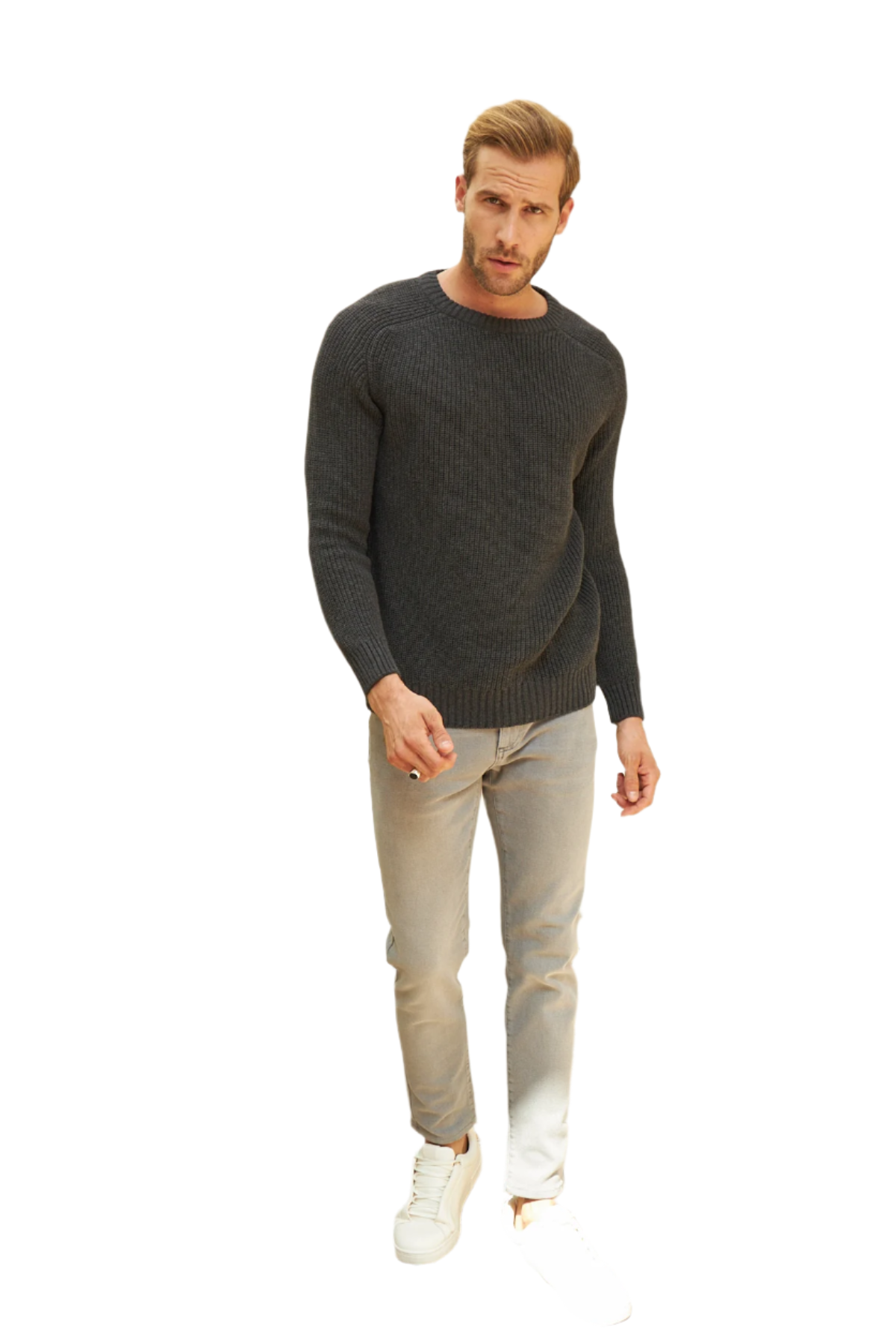 Men's Long Sleeve Crewneck Mid-Weight Pullover Sweater