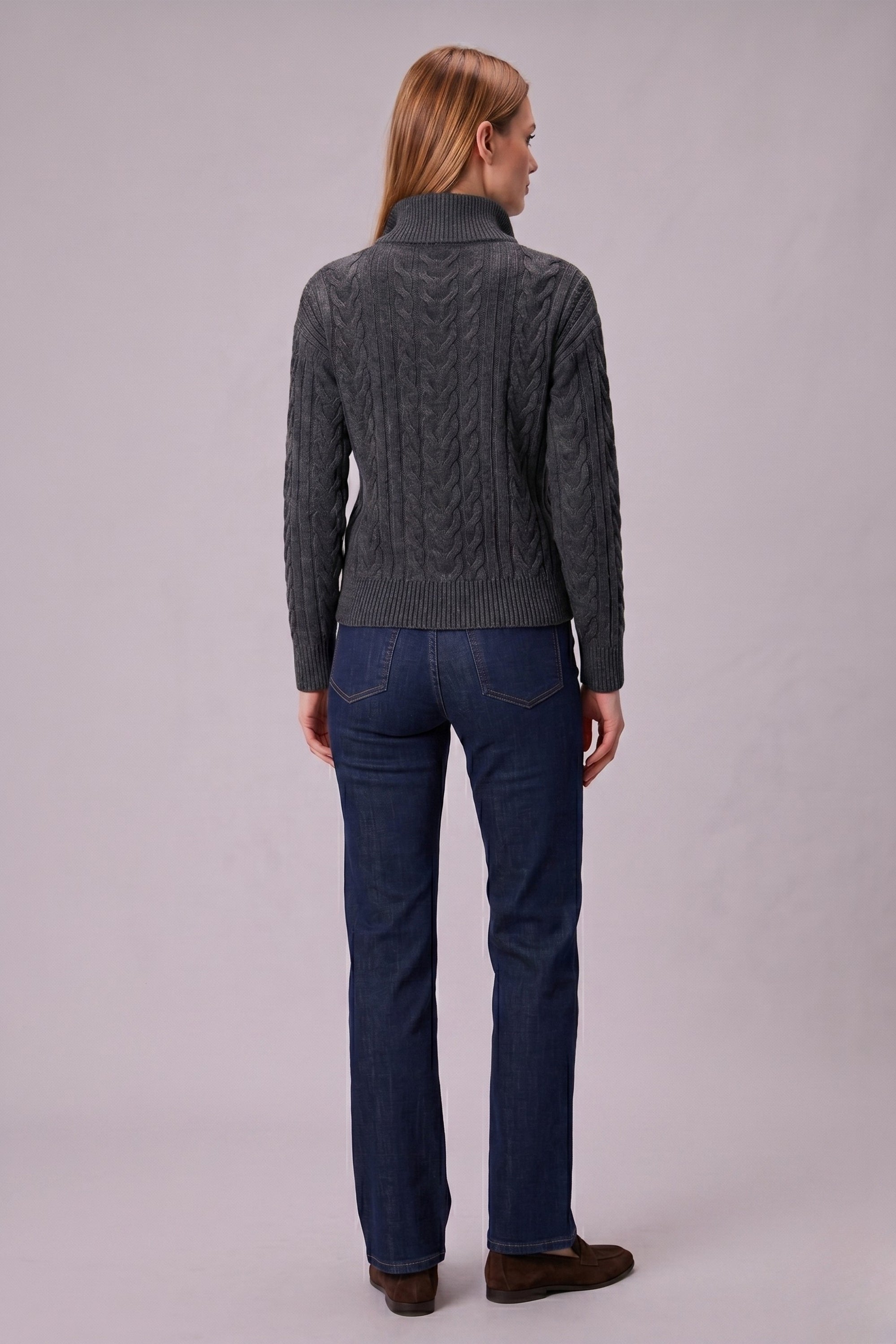 Women’s Cable Knit Half-Zip 80% Wool-Rich Sweater in Beautiful Jewel Tones Perfect for Fall & Winter