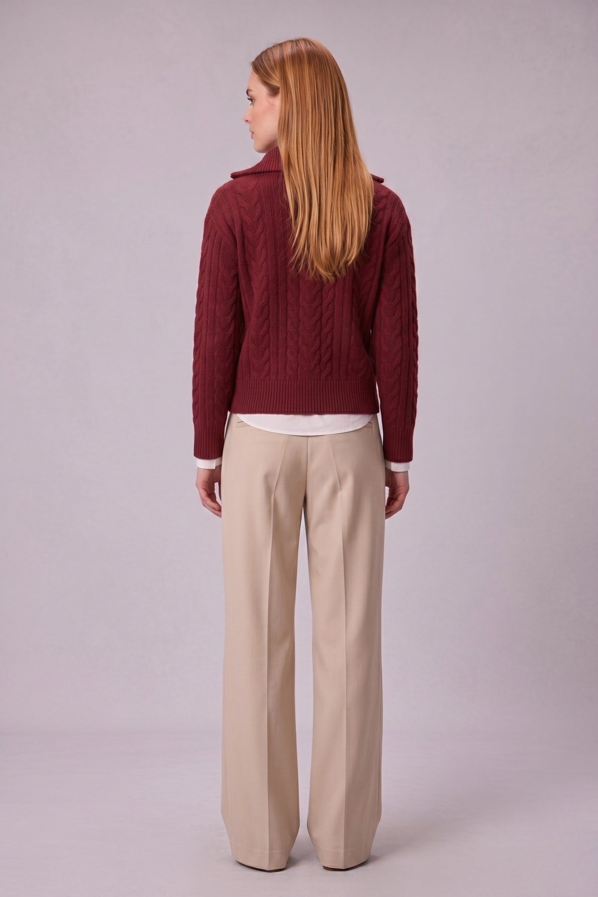 Women’s Cable Knit Half-Zip 80% Wool-Rich Sweater in Beautiful Jewel Tones Perfect for Fall & Winter