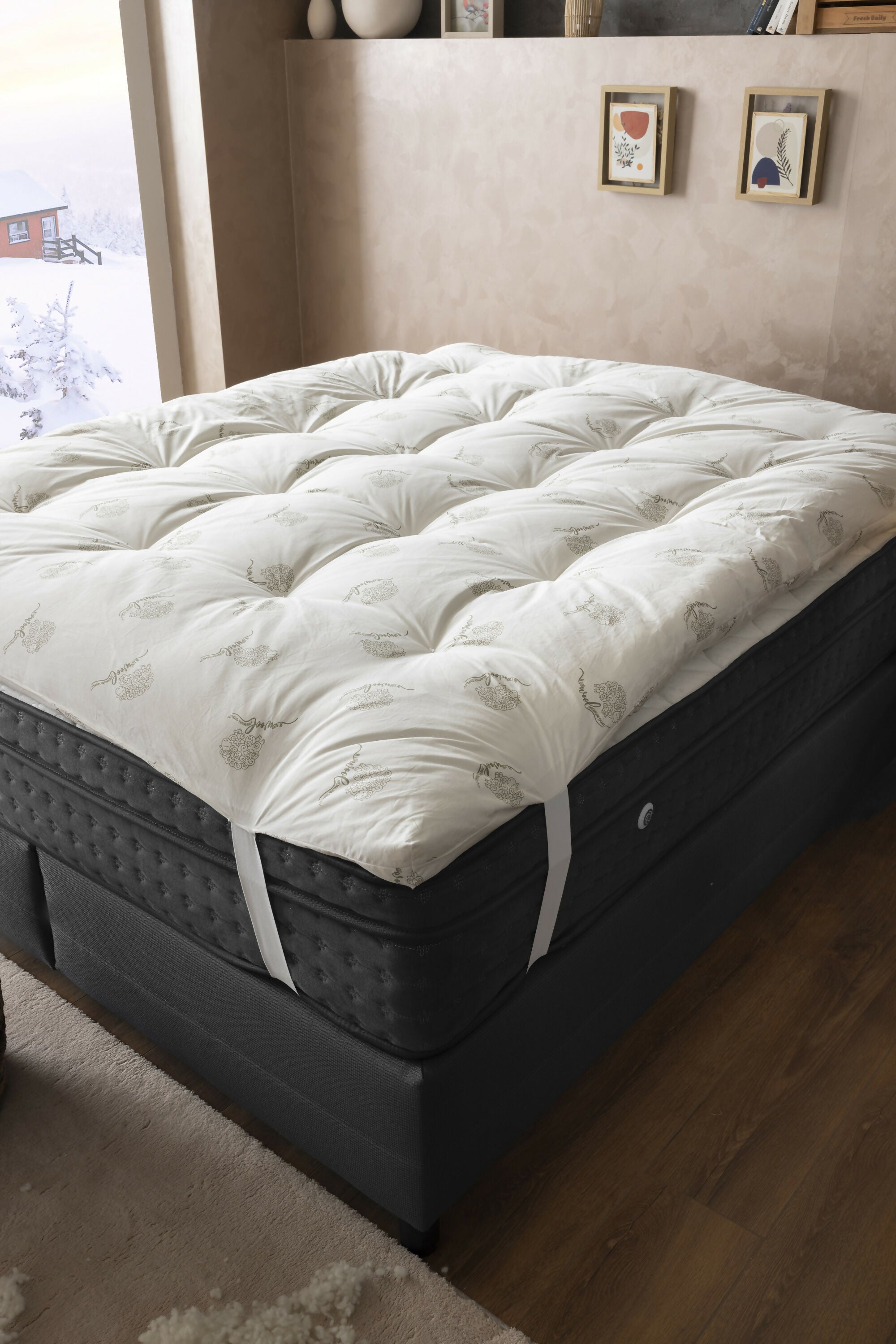 Duvetta 100% Natural New Zealand Merino Wool Mattress Topper – 3" Thick Pillow Top, 1200 GSM Extra Soft, Cooling & Breathable, Hypoallergenic, Non-Toxic, Oeko-Tex 100 Certified, Handmade,4 Staytight Straps, Back Pain Relief & Temperature Regulating King