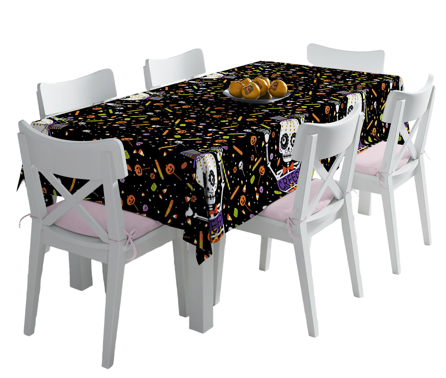 Halloween Tablecloth – Stain Resistant Fabric, Wrinkle-Free Table Cover for Dining Room or Kitchen Decor
