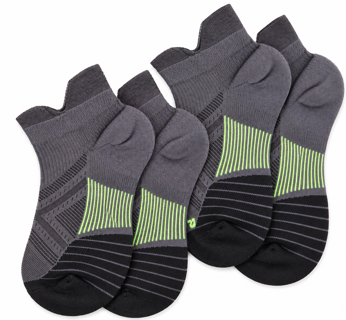 Unisex No-Show Ankle Compression Sports Socks 15–20 mmHg with Enhanced Arch Support & Heel Tab